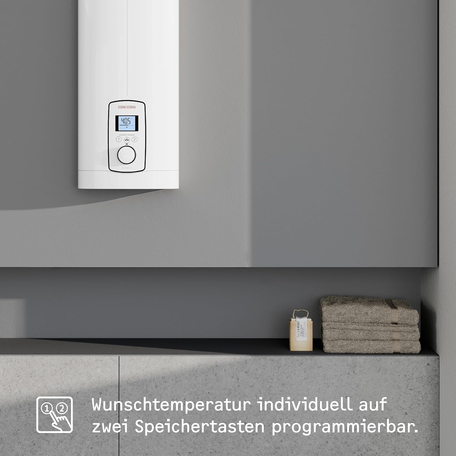 STIEBEL ELTRON Elektronischer Durchlauferhitzer DEL 18/21/24 Plus, gradgenaue Wunschtemperatur, LCD Display, ECO-Modus, 236739