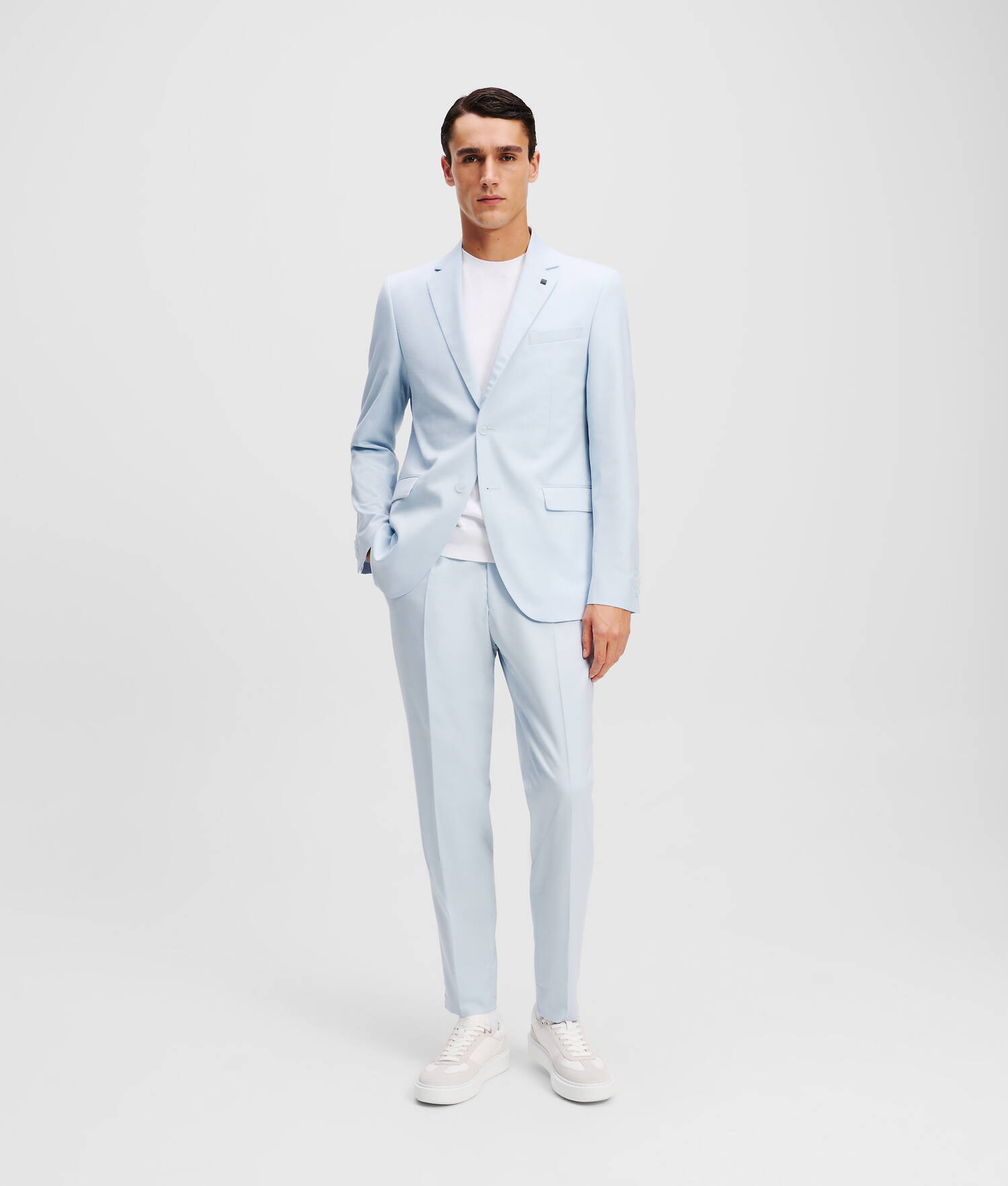 COSTUME DEUX PIÈCES À BOUTONNAGE SIMPLE - Bleu Clair