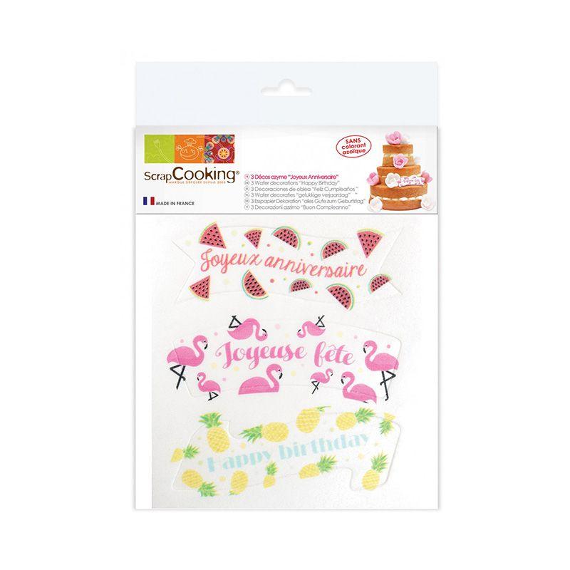 Décorations azyme - Joyeux anniversaire Tropical Scrapcooking