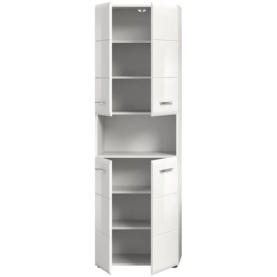 Hioshop Ice kolomkast 4 deuren 1 vak wit hoogglans
