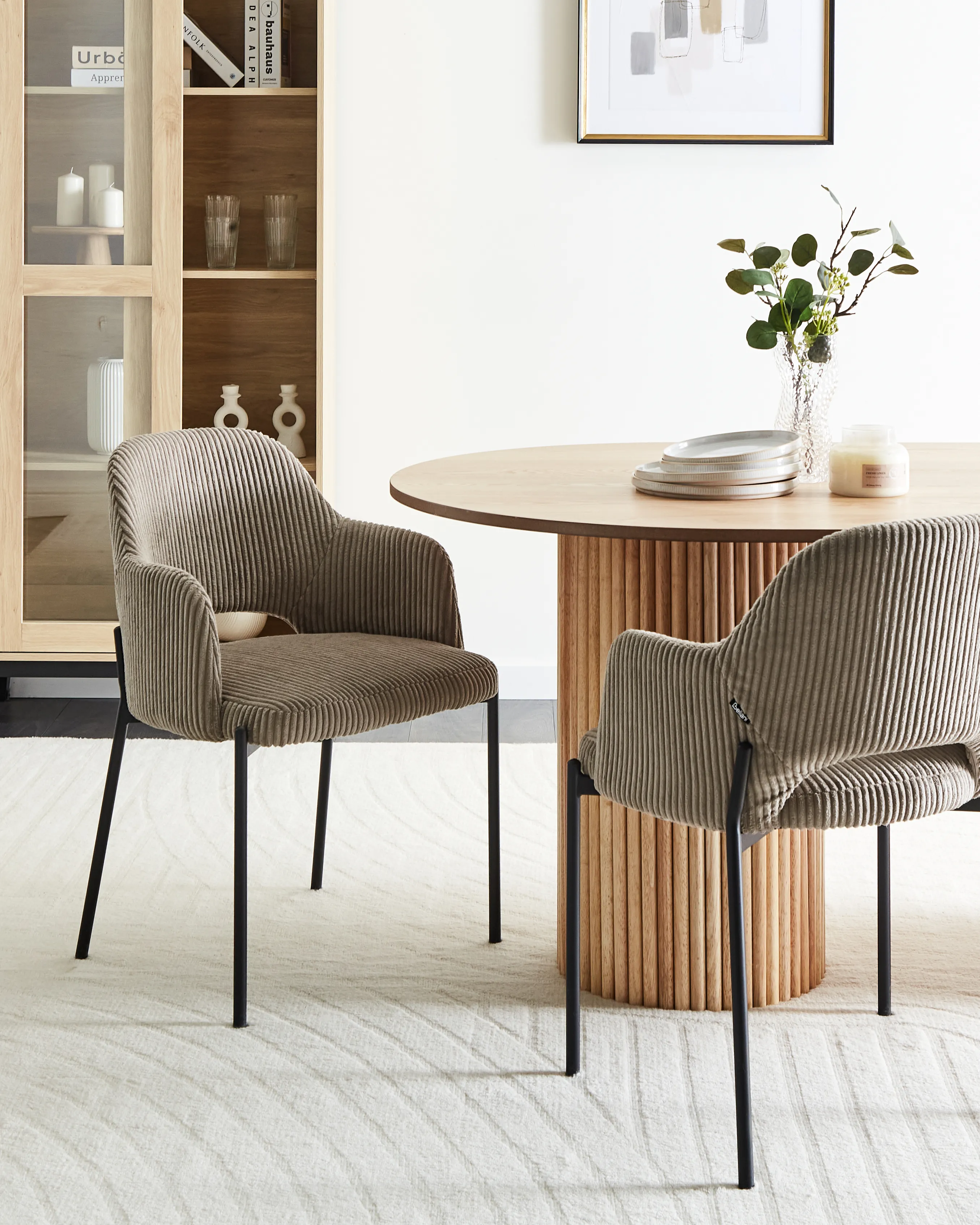 Set van 2 eetkamerstoelen RATON Corduroy Taupe