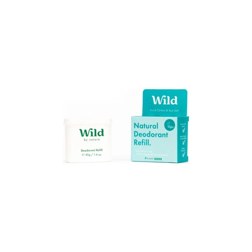 Wild Natural Deodorant Refill Fresh Cotton & Sea Salt - 40 g.