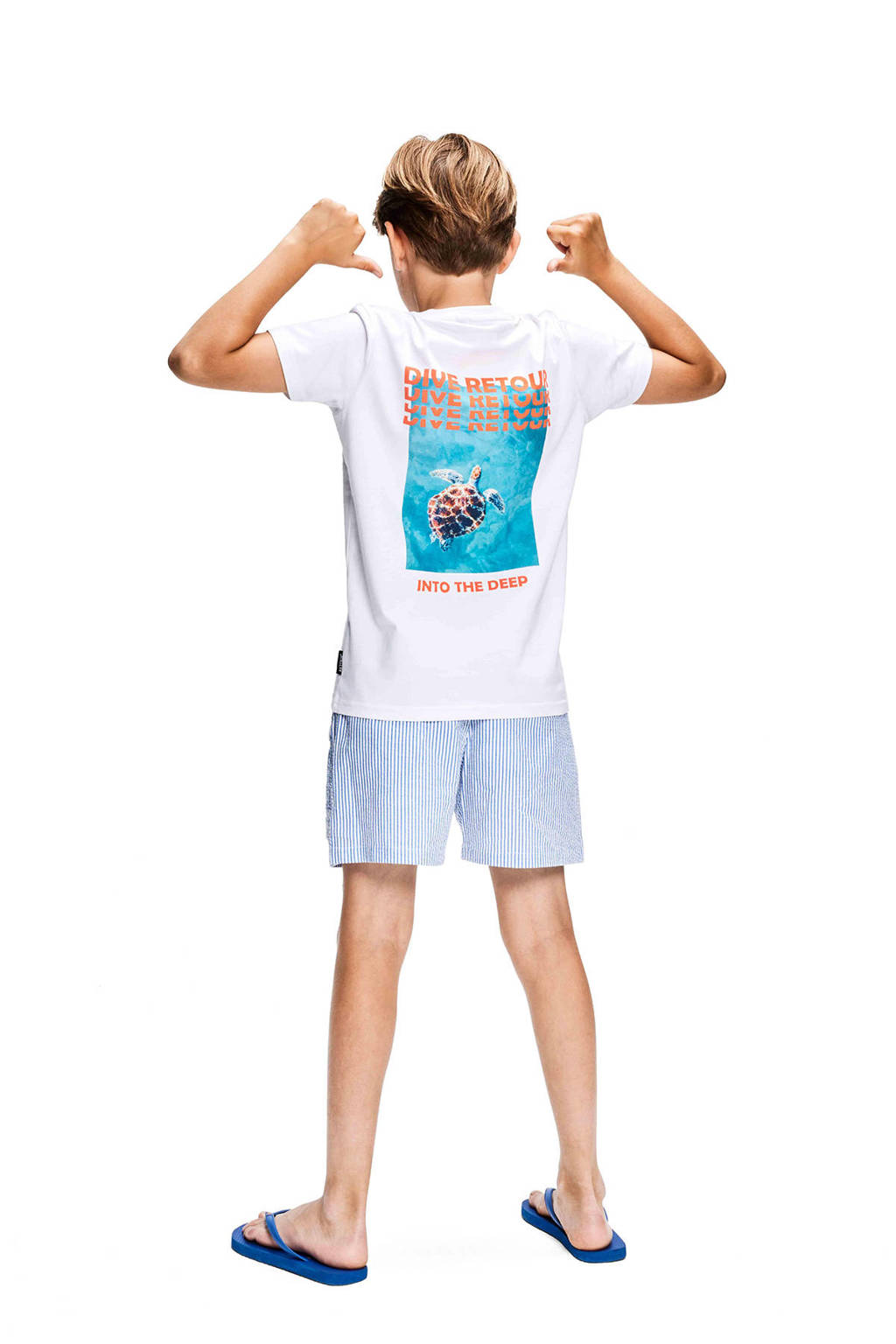 Retour Jeans T-shirt Evan met backprint wit