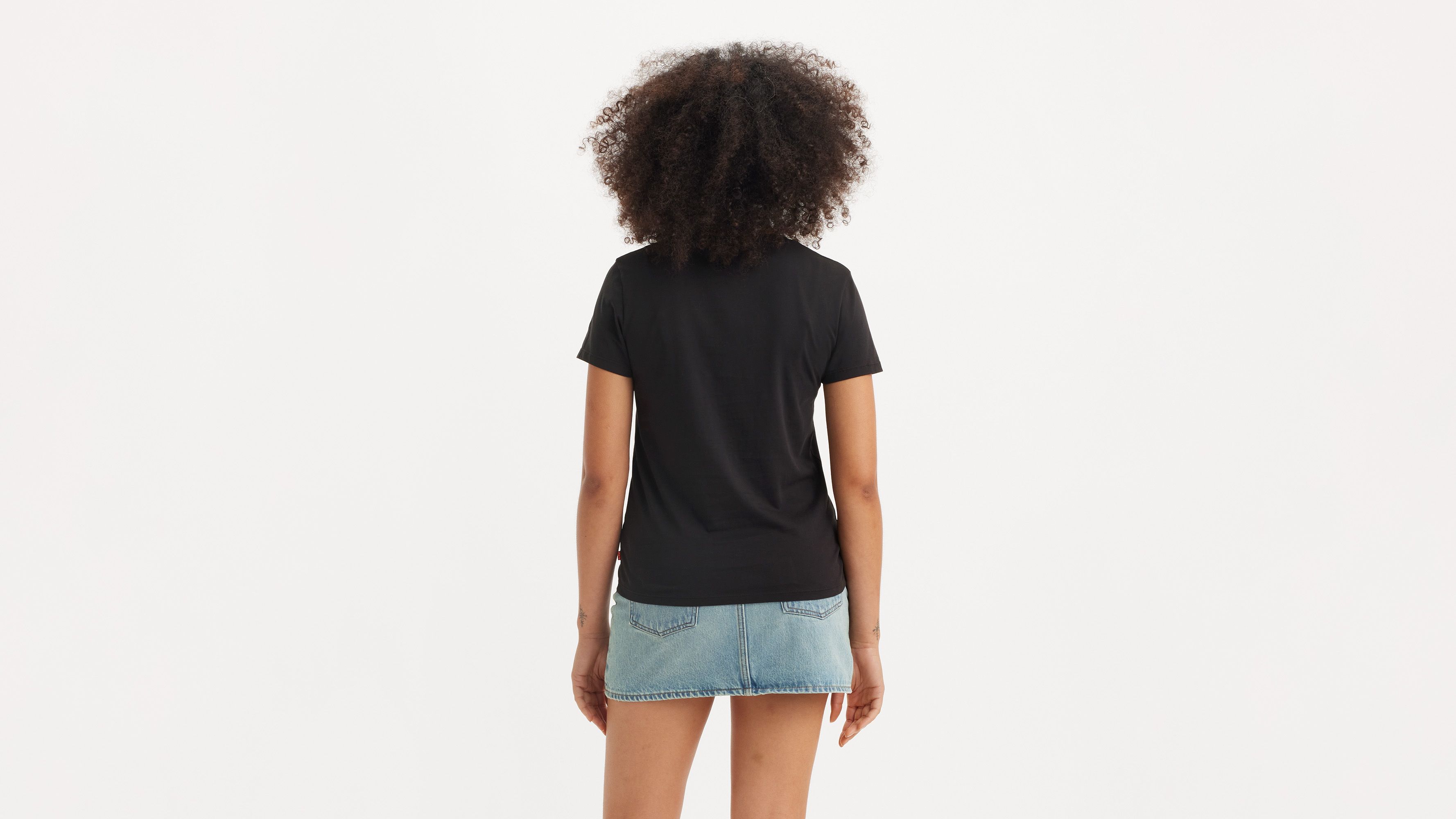 The Perfect Tee - Tapestry Floral Bw Fill Caviar - Black