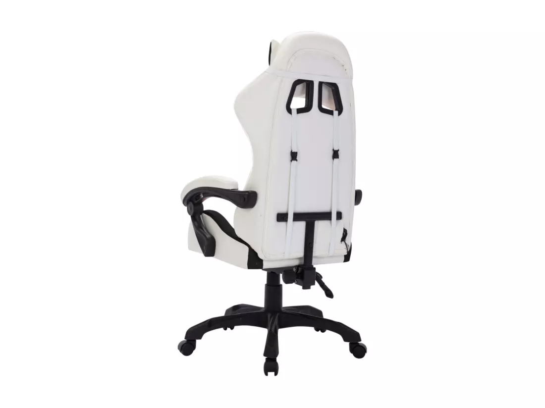 Fauteuil de jeux vidéo avec LED RVB Blanc et noir Similicuir