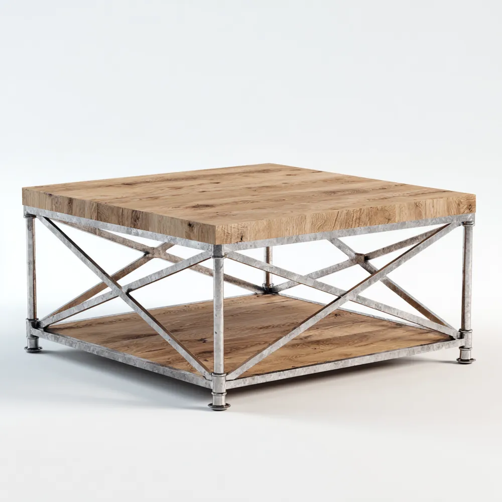 Couchtisch Eichenholz 90x90x45 cm - Industrie-Stil