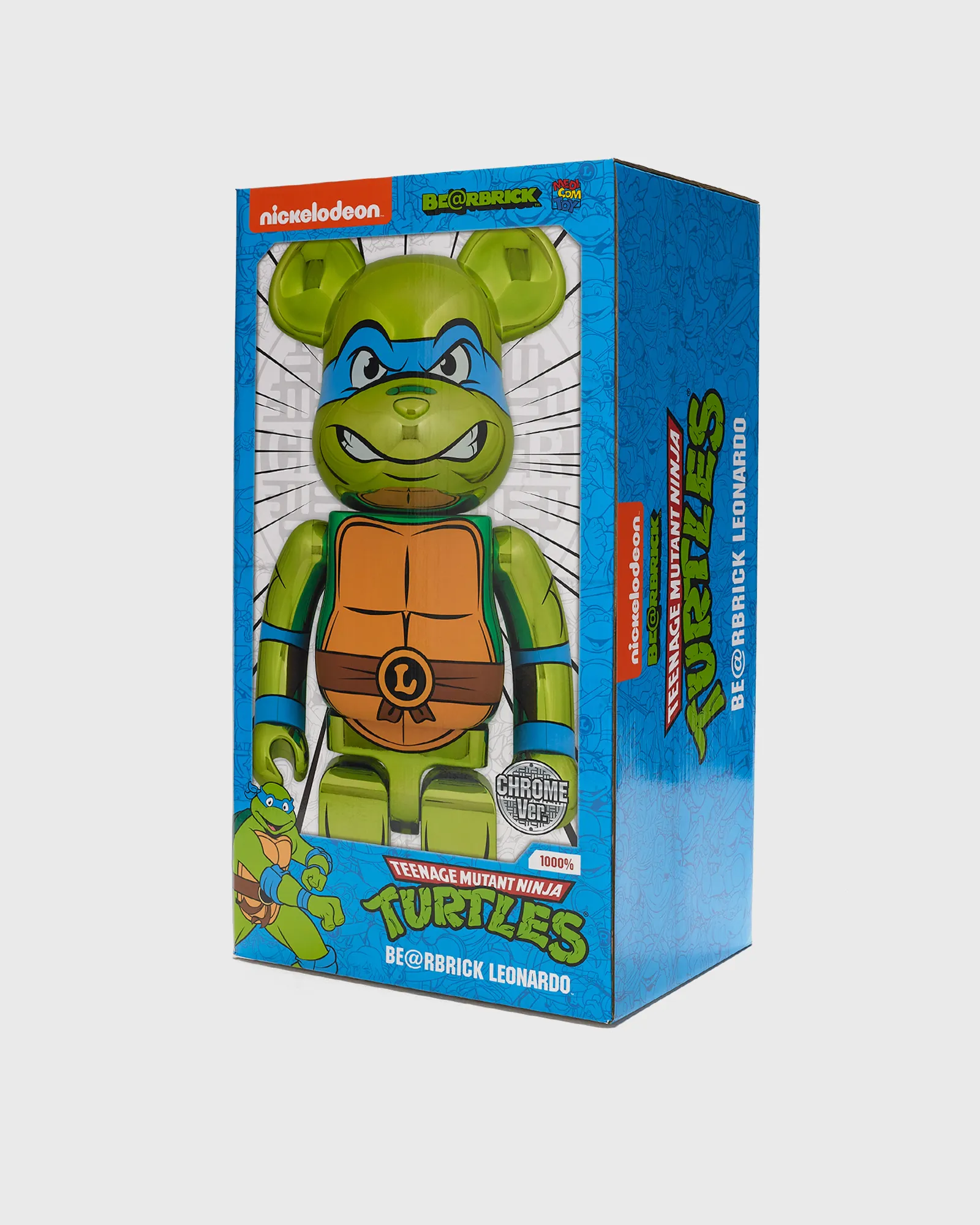 MEDICOM BEARBRICK 1000% TMNT LEONARDO CHROME