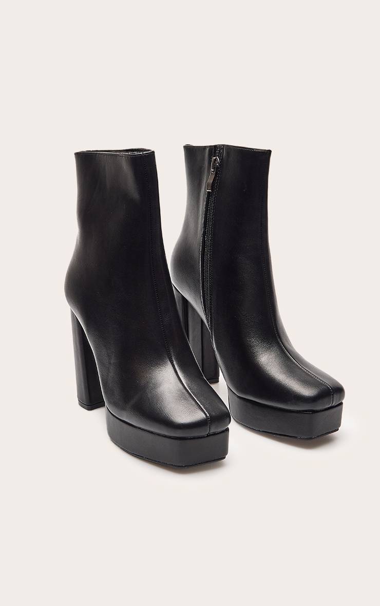 Noir Bottines À Talons Carrés Et Plateforme En Synthétiquecuir