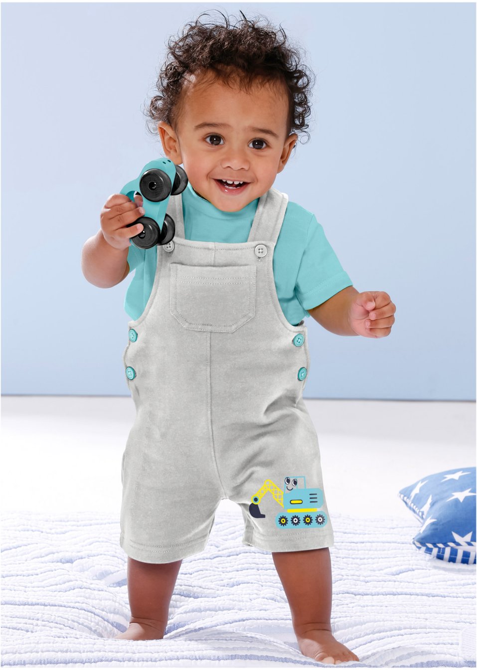 T-shirt bébé + salopette sweat (Ens. 2 pces.) coton