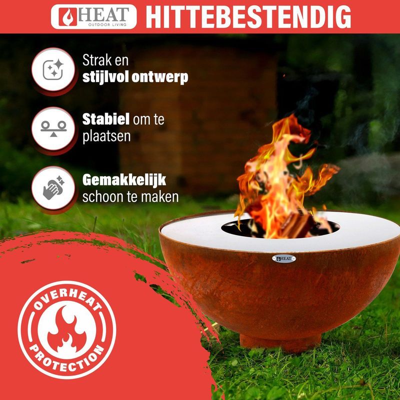 HEAT - Gystad - Vuurschaal - Zwart - Geroest Staal - Ø60 cm