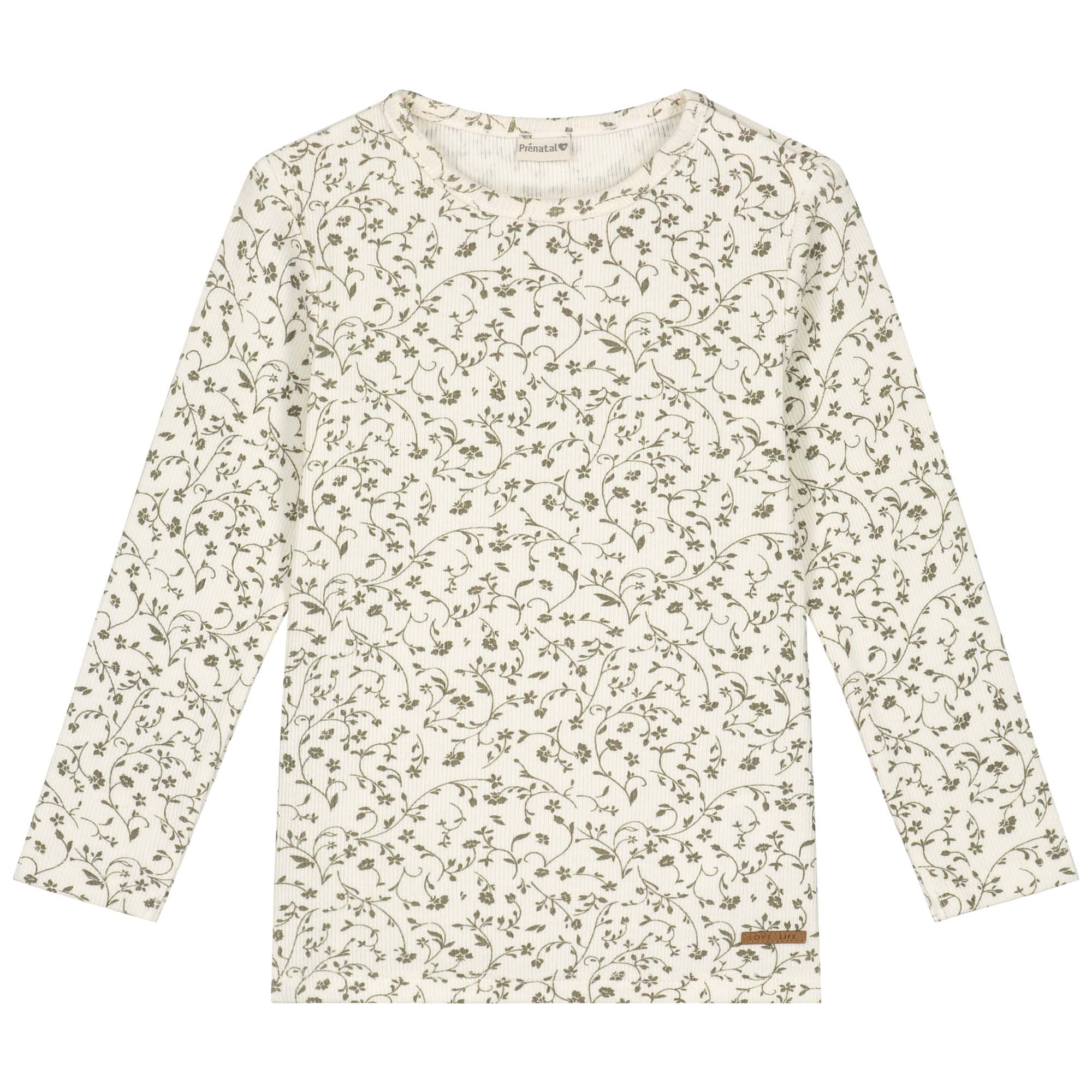 Prénatal baby shirt lange mouwen bloemen beige