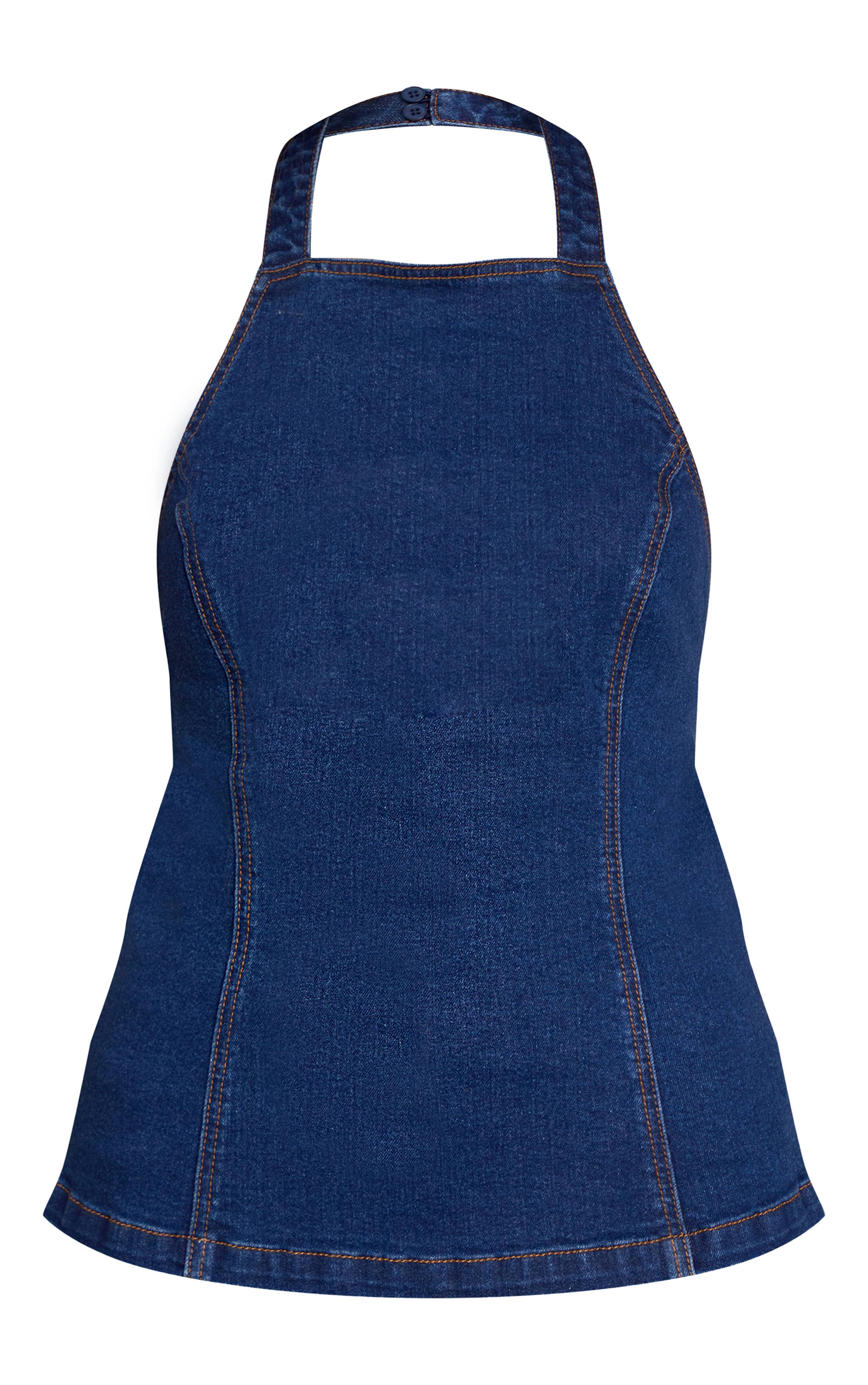 Bleu Indigo Haut En Denim À Dos Noué