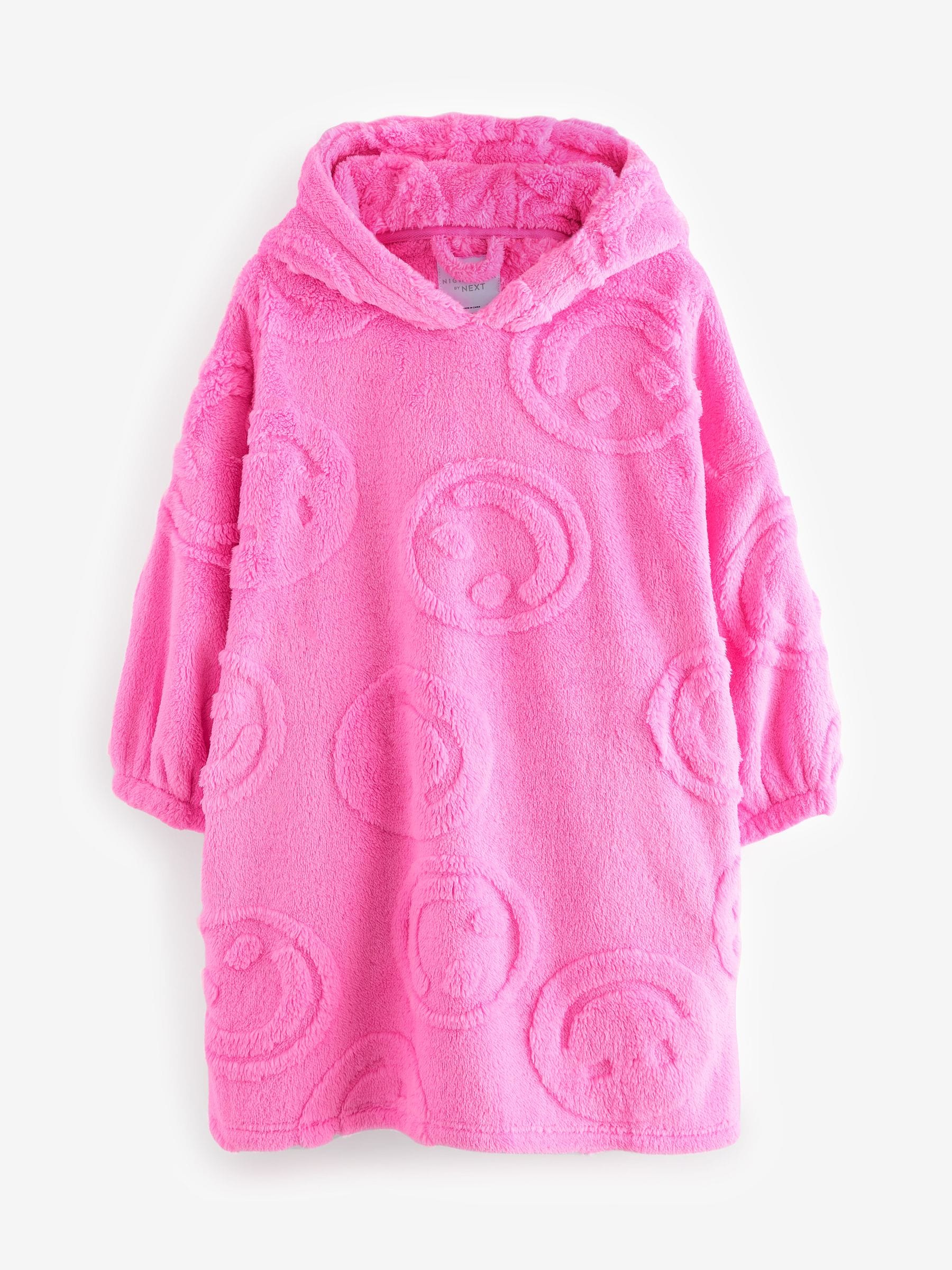 Roze Happy Face - Jacquard fleecedeken met capuchon (3-16jr)
