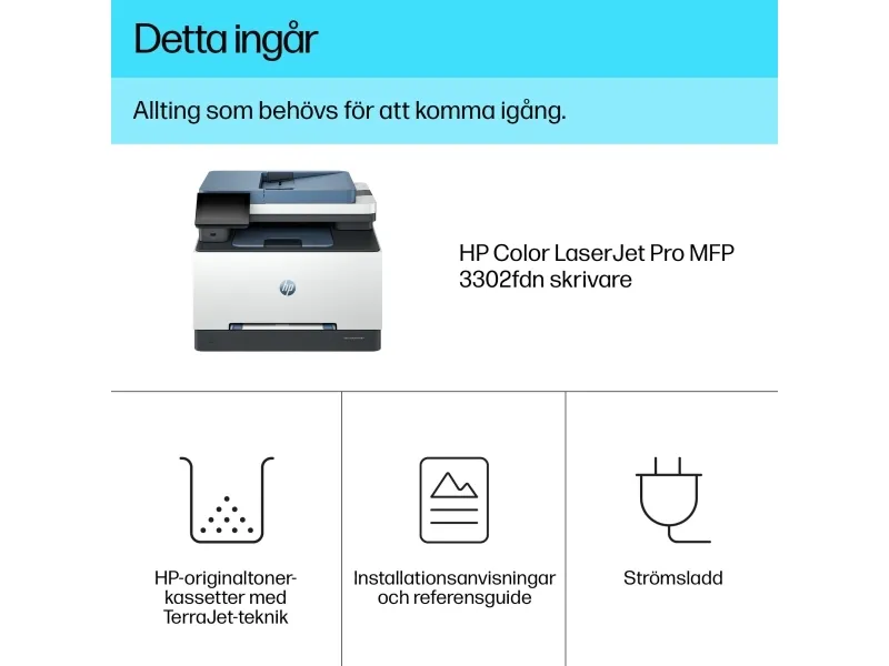 HP Color LaserJet Pro MFP 3302fdn - Multifunktionsprinter - farve - laser - Legal (216 x 356 mm) (original) - A4/Legal (medie) - op til 25 spm (kopiering) - op til 25 spm (udskriver) - 250 ark - 33.6 Kbps - Gigabit LAN, USB 2.0, USB 2.0 vært
