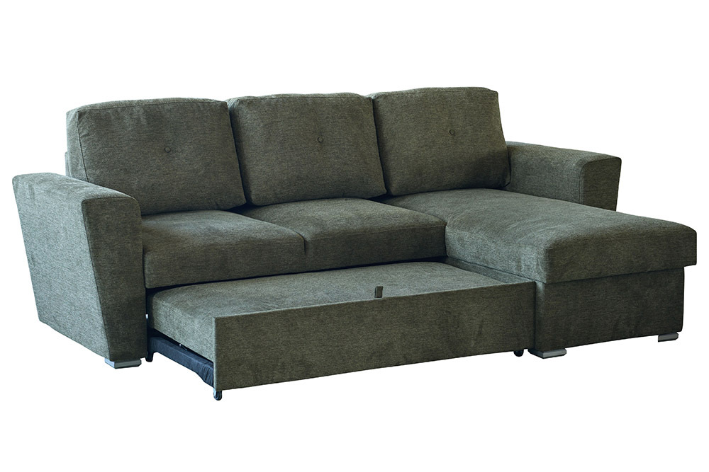 Schlafecksofa APARTMENT 245cm grün Strukturstoff inkl. Stauraum beidseitig aufbaubar