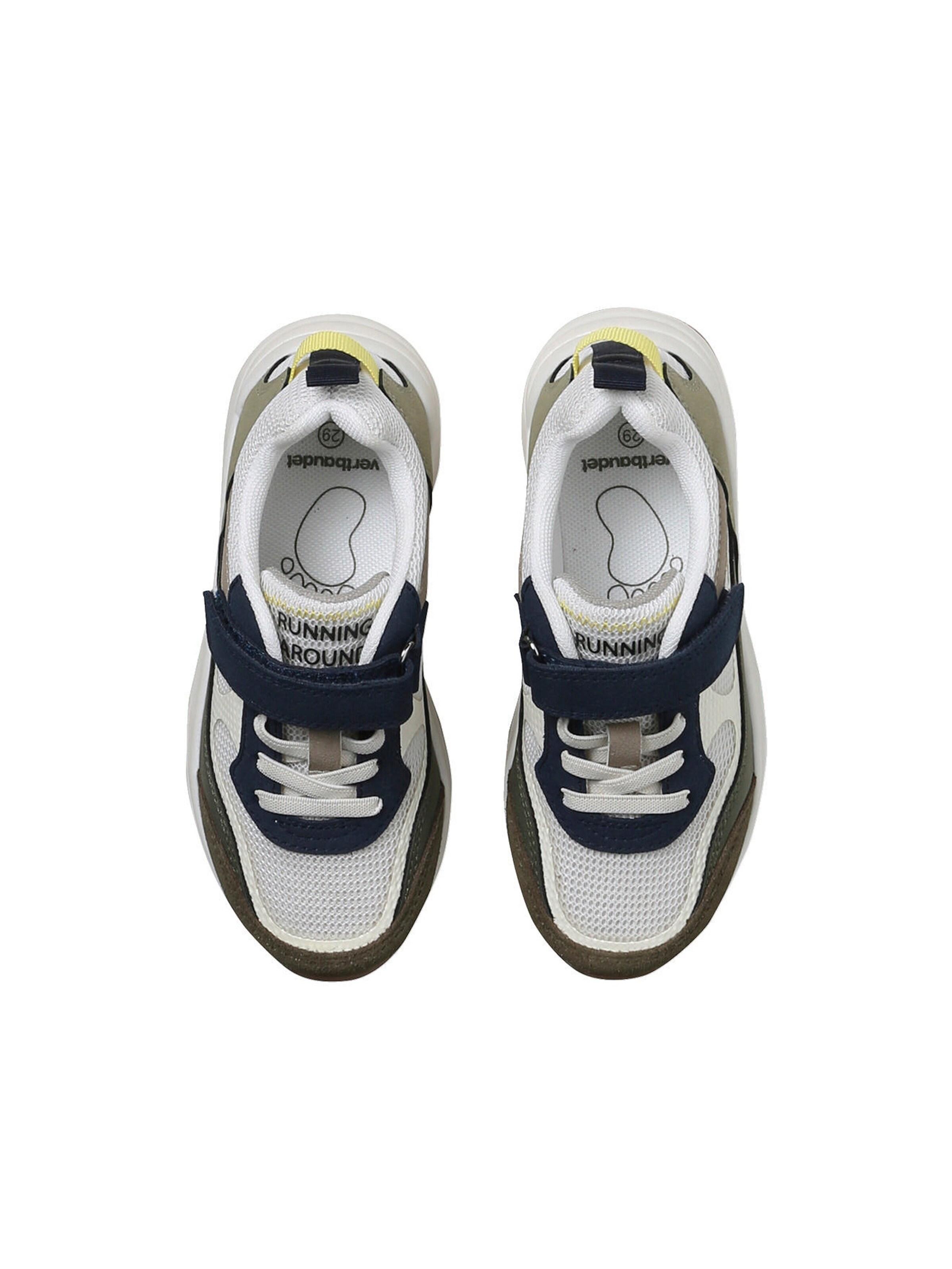 Vertbaudet Kinder Klett-Sneakers mit elastischer Schnürung und Anziehtrick set beige