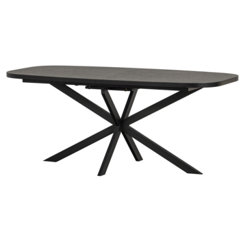 WOOOD eettafel Arros zwart MDF hout 180/220 x 90 cm uitschuifbaar