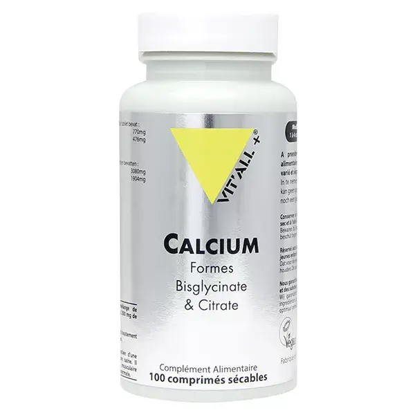 Vit'all+ CALCIUM Formes Bisglycinate et Citrate 100 comprimés sécables