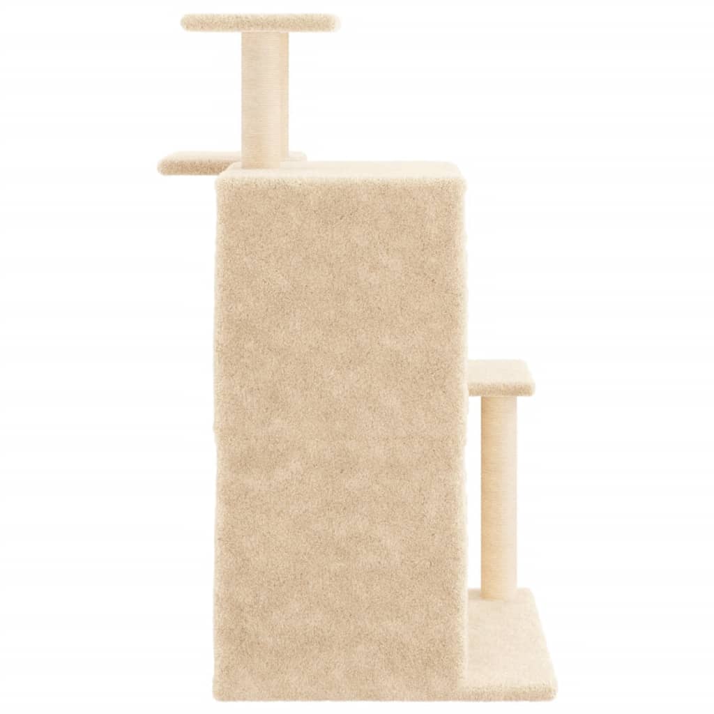Arranhador para gatos vidaXL com postes de sisal, cor creme, 97 cm