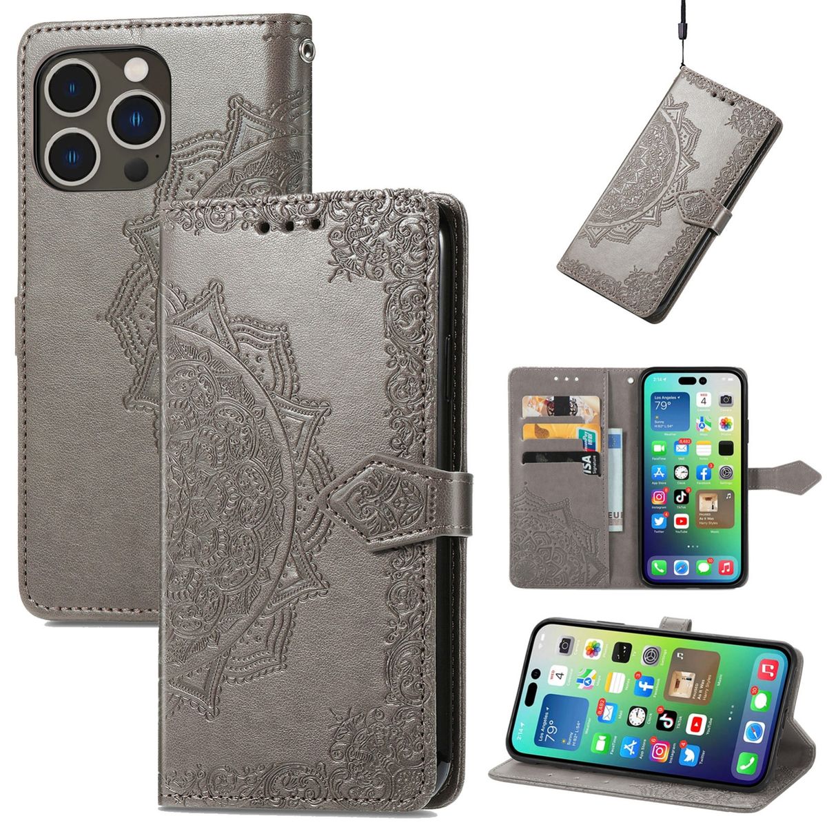 Hülle Handy Schutz für Apple iPhone 15 Pro Case Cover Klapp Tasche Wallet Etuis