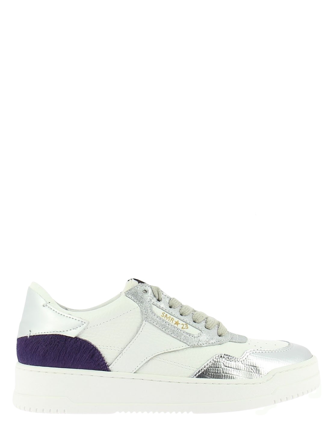 semerdjian Baskets de ville femme rio 8397 cuir blanc/argent/violet