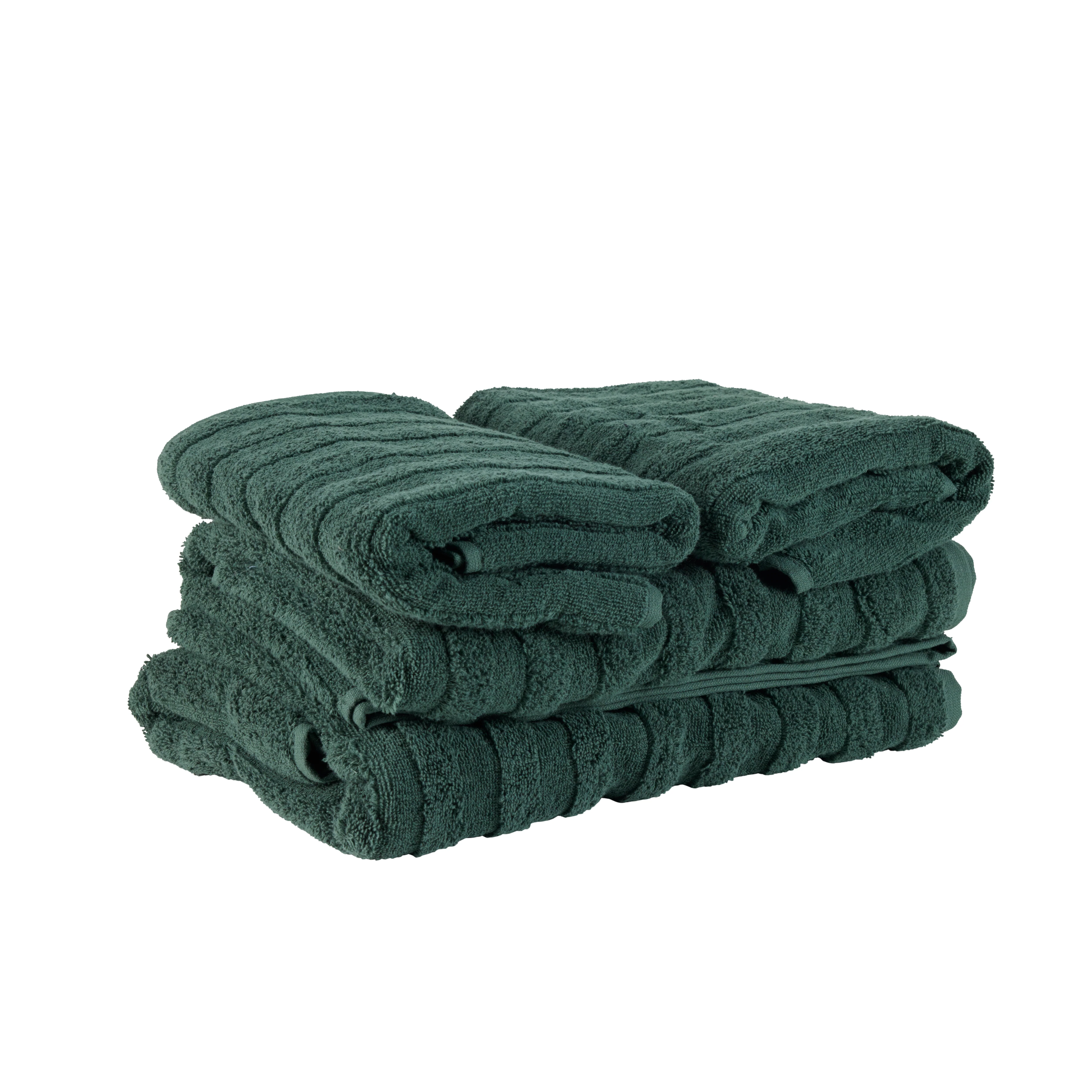 Bahne Interior  Terry Stripe håndklæde sæt, Dark Green - 4 stk.