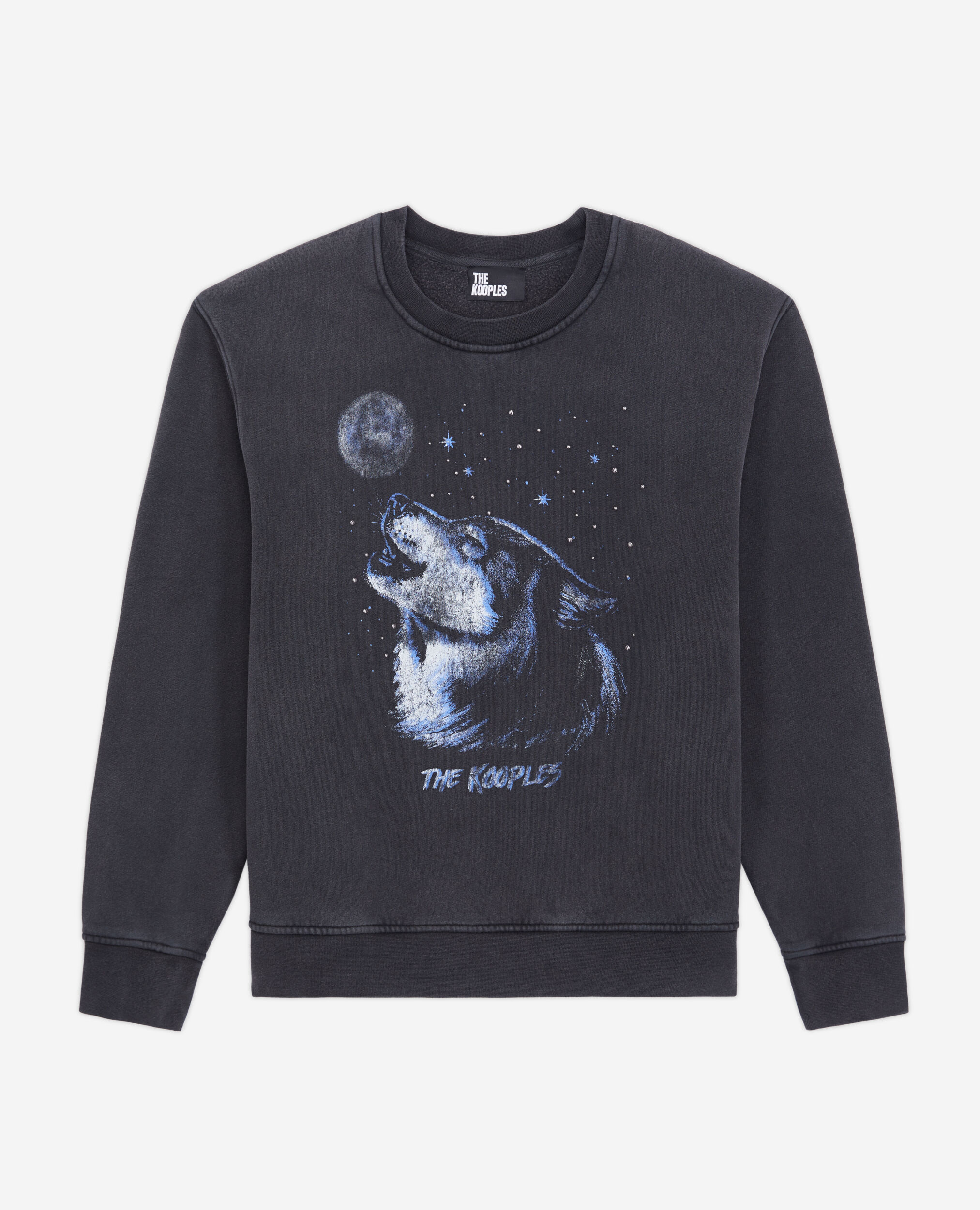 Women's Black sweatshirt with Wolf serigraphy
