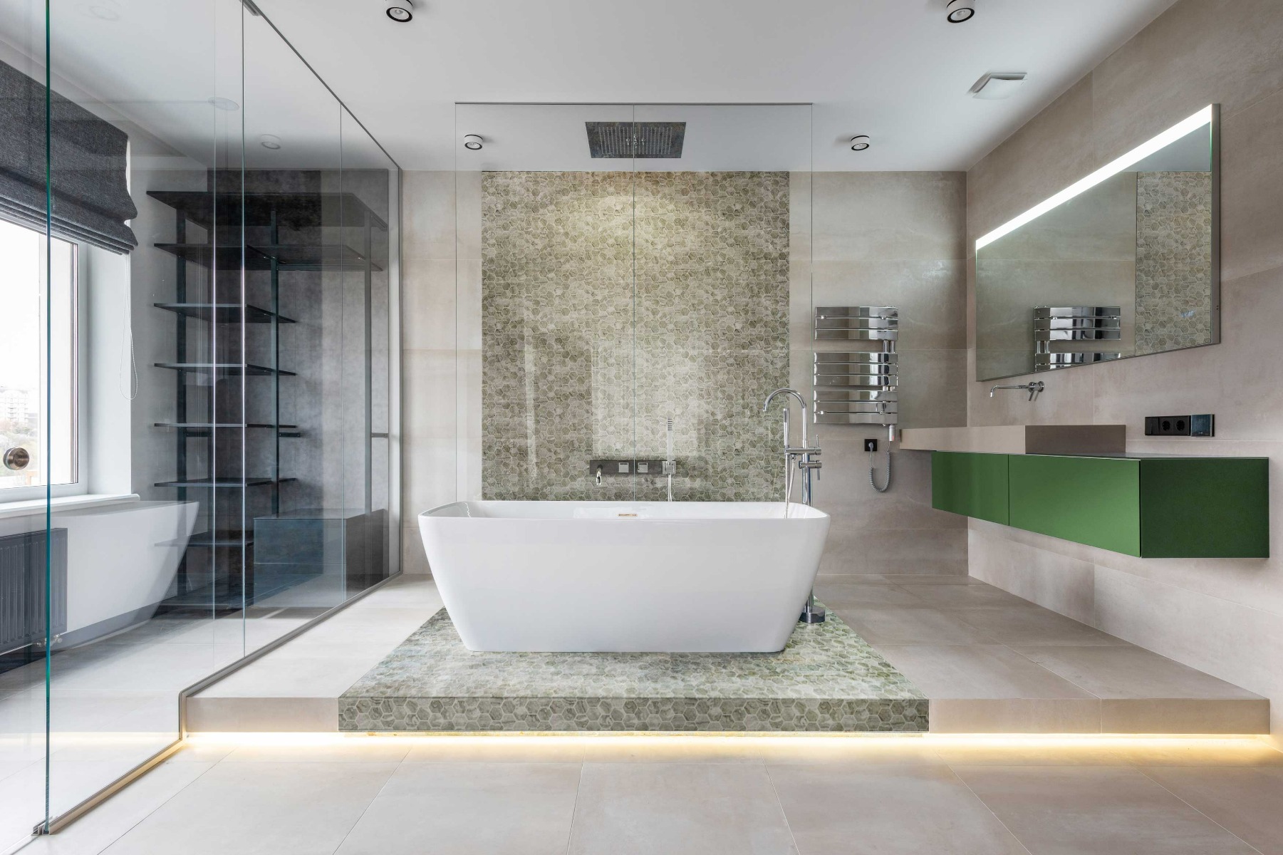 The Mosaic Factory Valencia hexagon glasmozaïek tegels 28x33cm verde marble