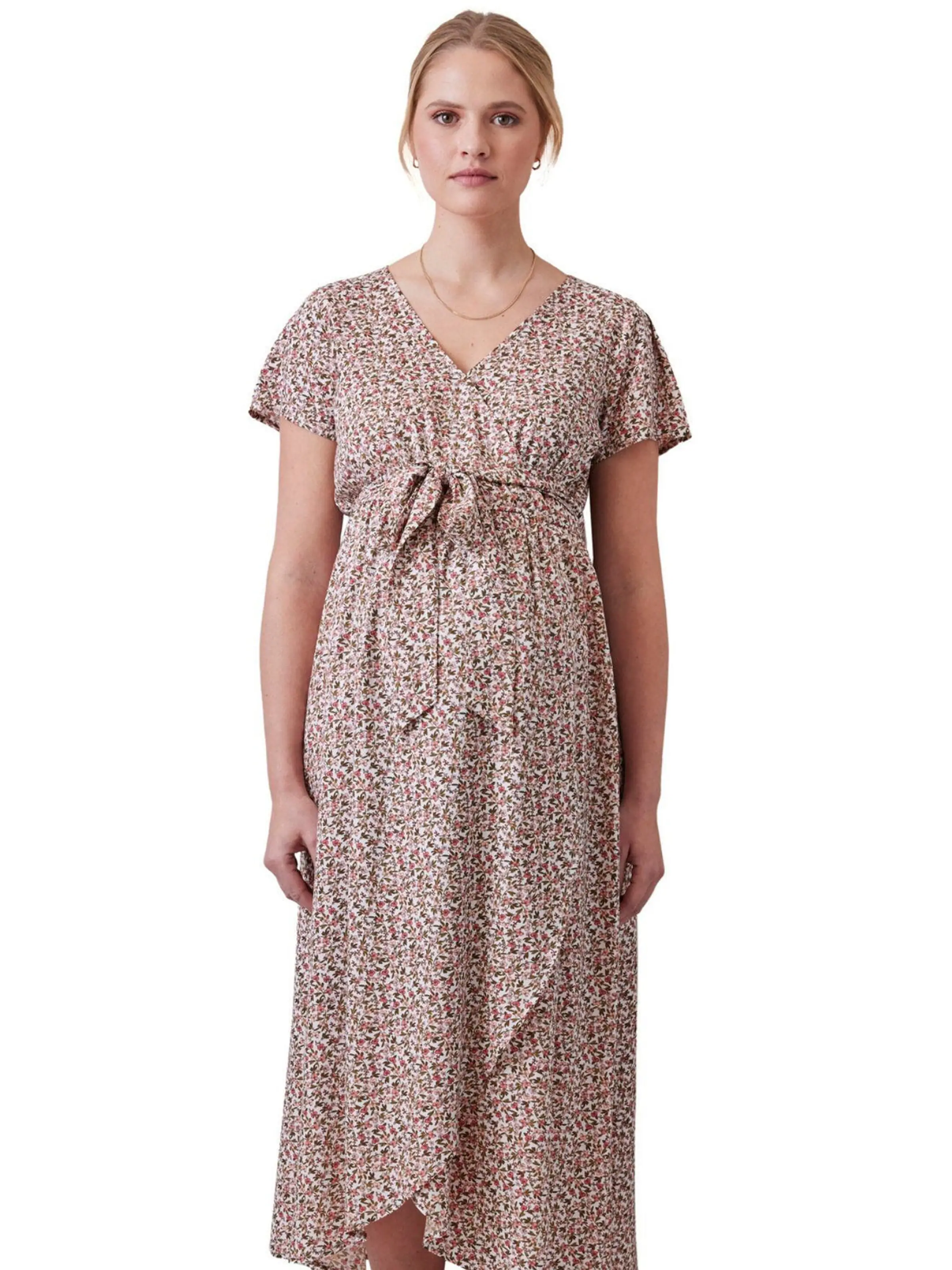Vertbaudet Kleid mit Bindegürtel, Schwangerschaft & Stillzeit wollweiß