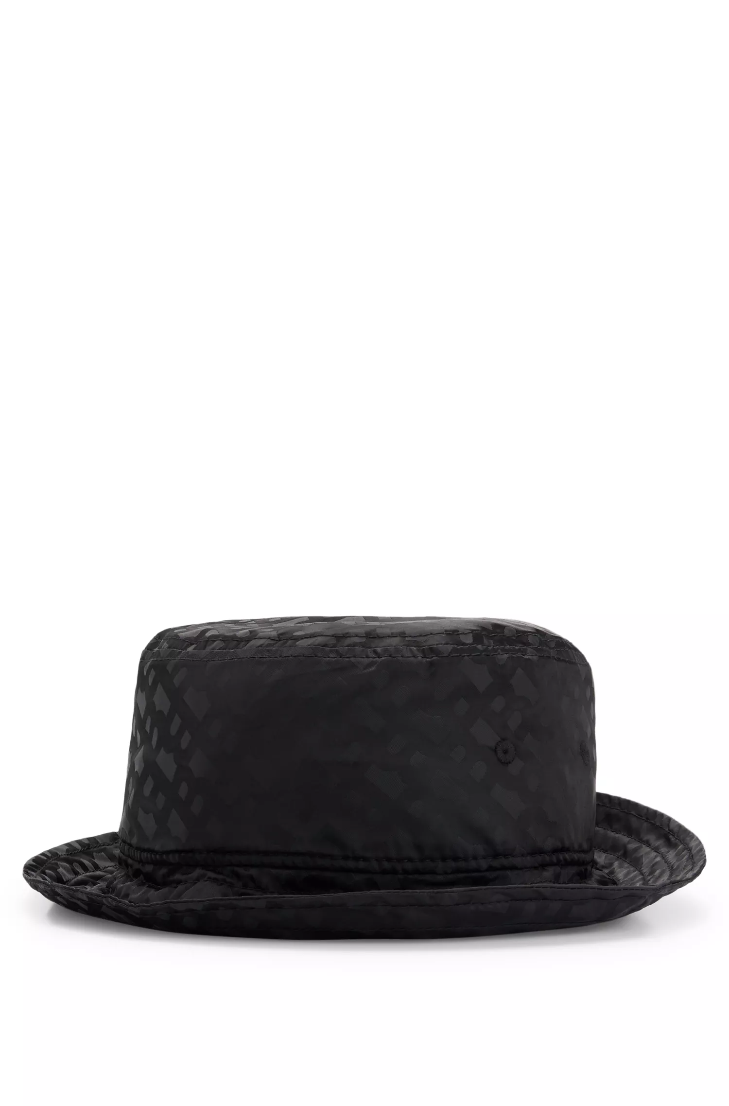 Chapéu bucket BOSS com monograma preto e emblema com o logotipo.