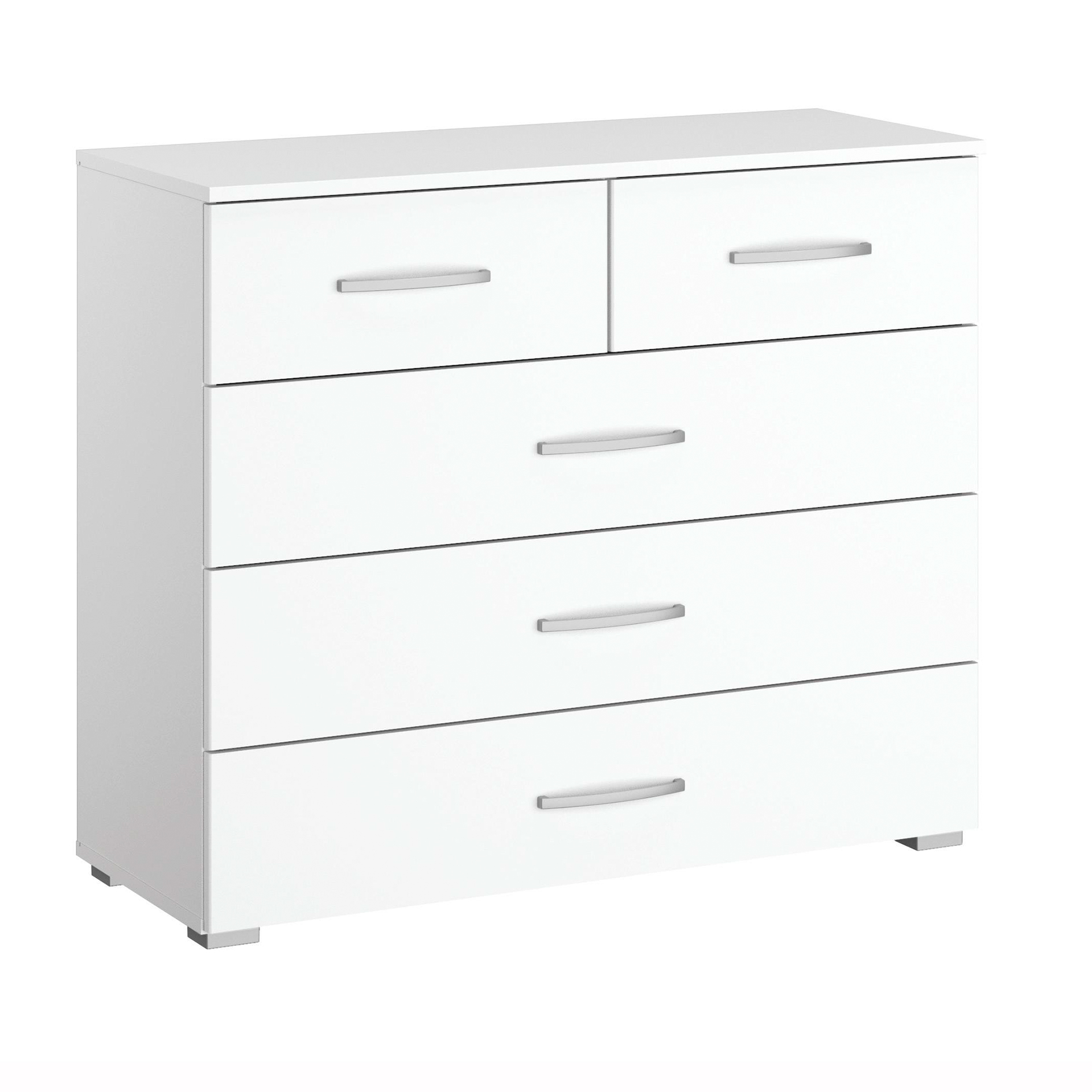 Kommode - Alpinweiß - 5 Schubkästen - 93 cm