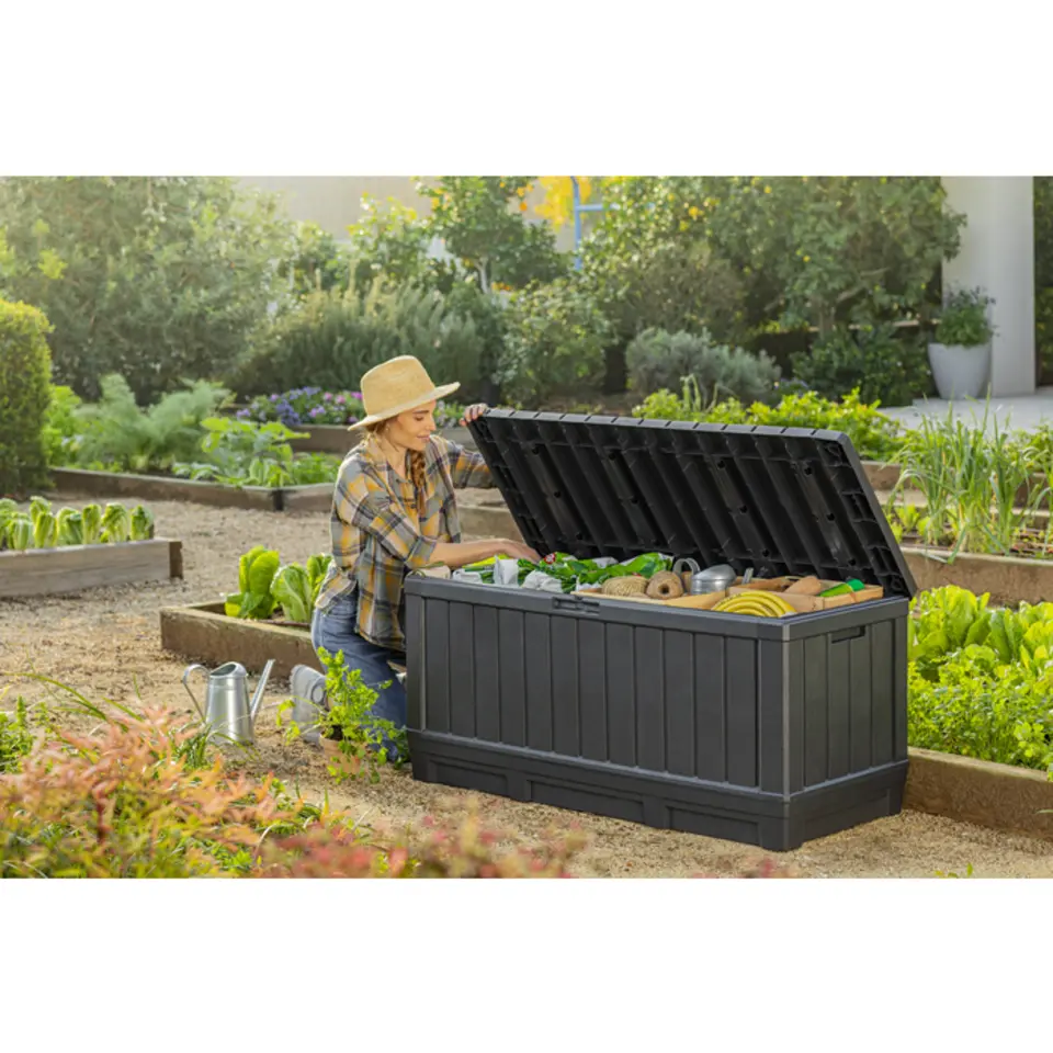 Keter Kentwood Opbergbox - 128x53.6x59 cm - 350 L - Grafiet