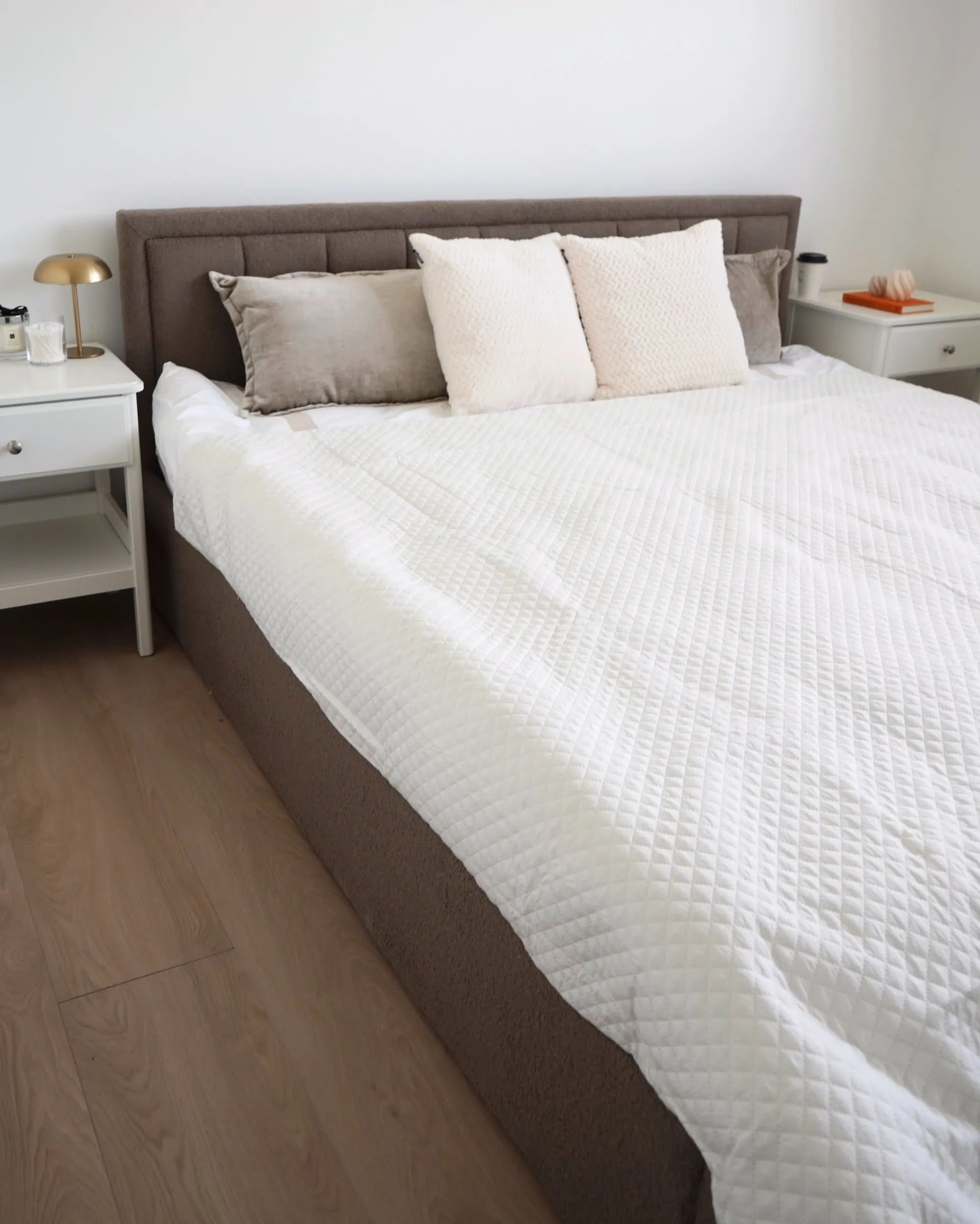 Bed met opbergruimte Bouclé MONTLAUR 180 x 200 cm Taupe
