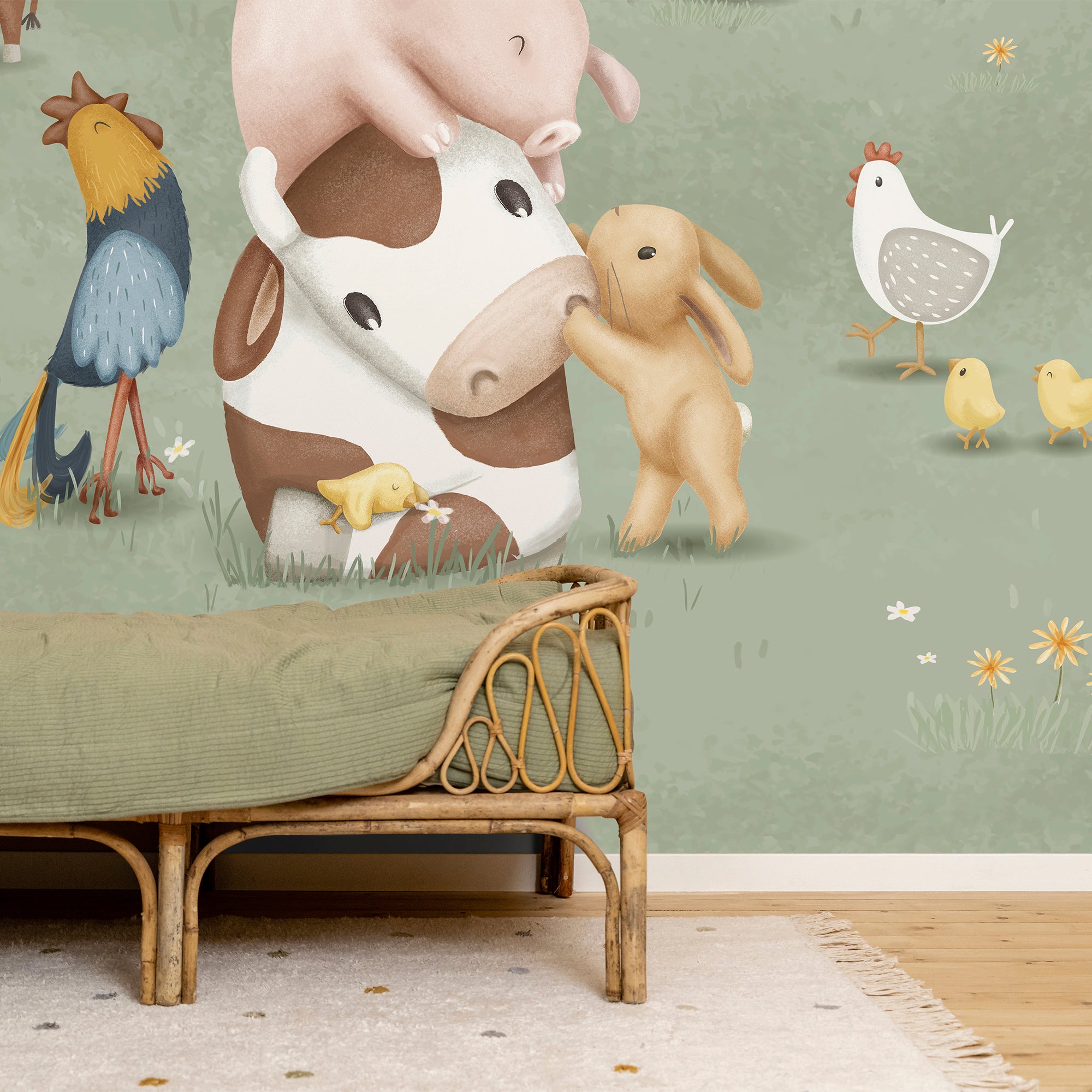 Little Dutch Little Farm Fotobehang - Dieren - 2,80x3m - Groen