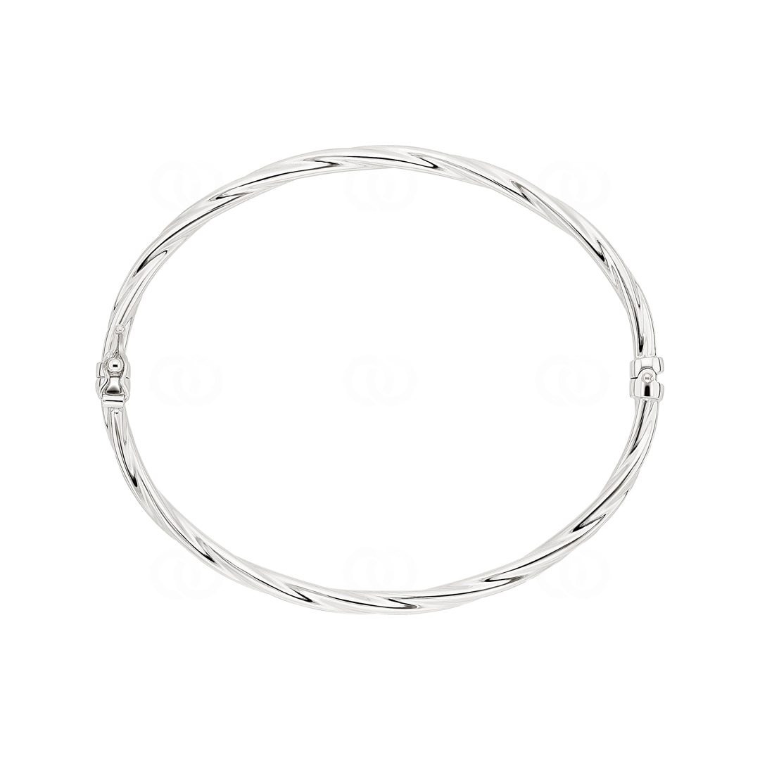 Armreif oval 750/18 K Weissgold verdreht 3mm - 50x60mm