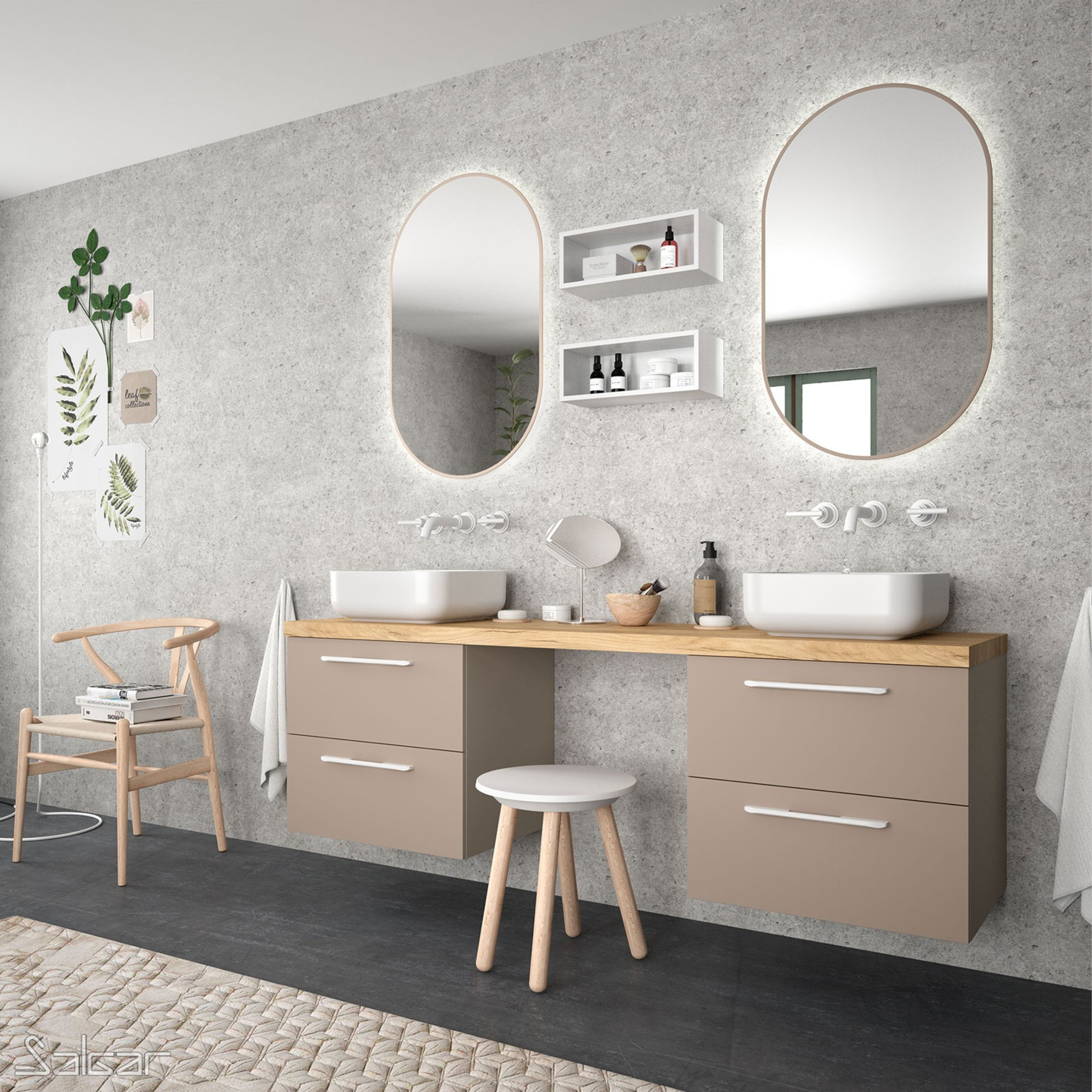 Muebles Ola spiegel met LED-verlichting 92x52cm bruin