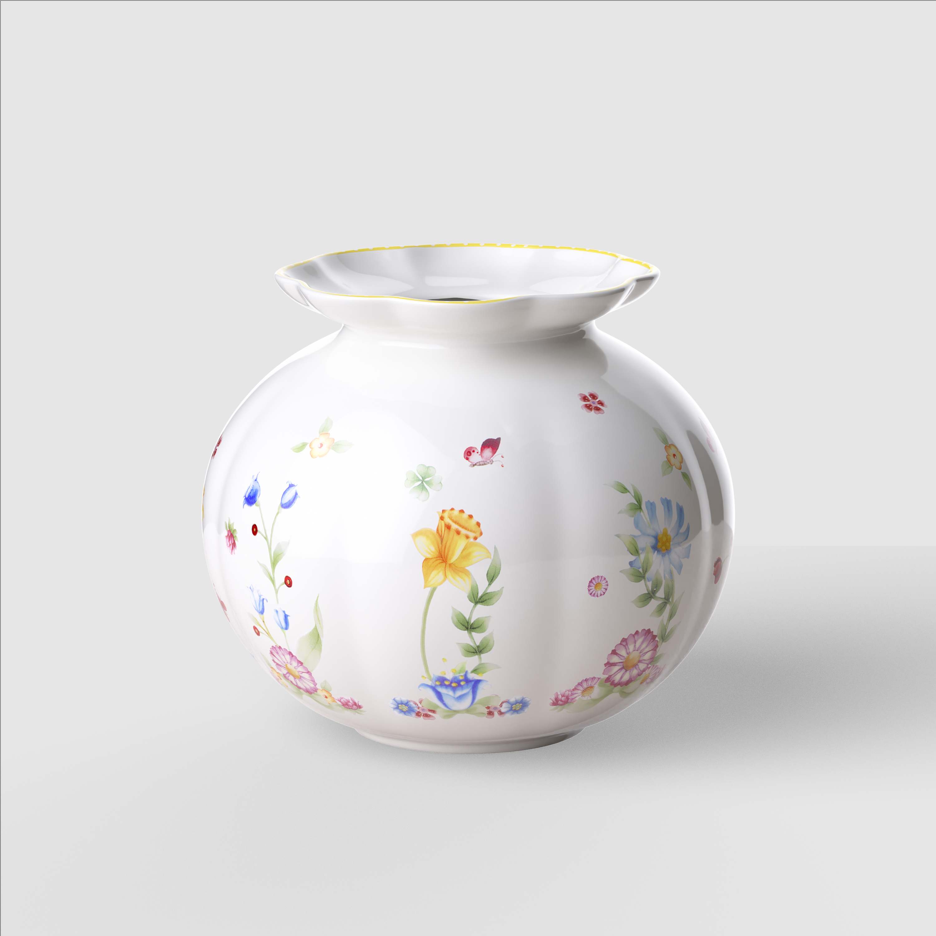 Spring Awakening Vase Yellow, 7.8'' x 7.8'' x 7'', Premium Porcelain