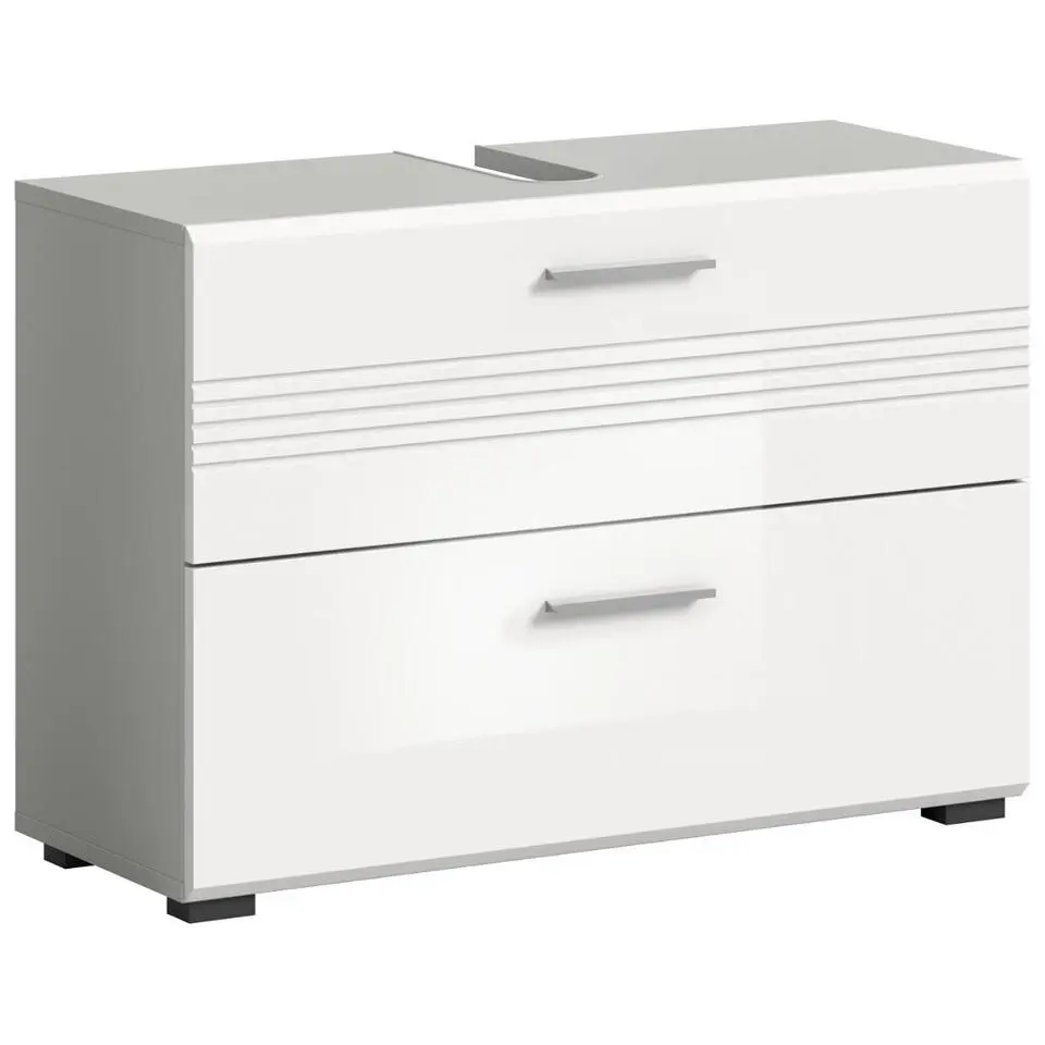 Hioshop Copa wastafel 2 lades wit hoogglans- lichtgrijs