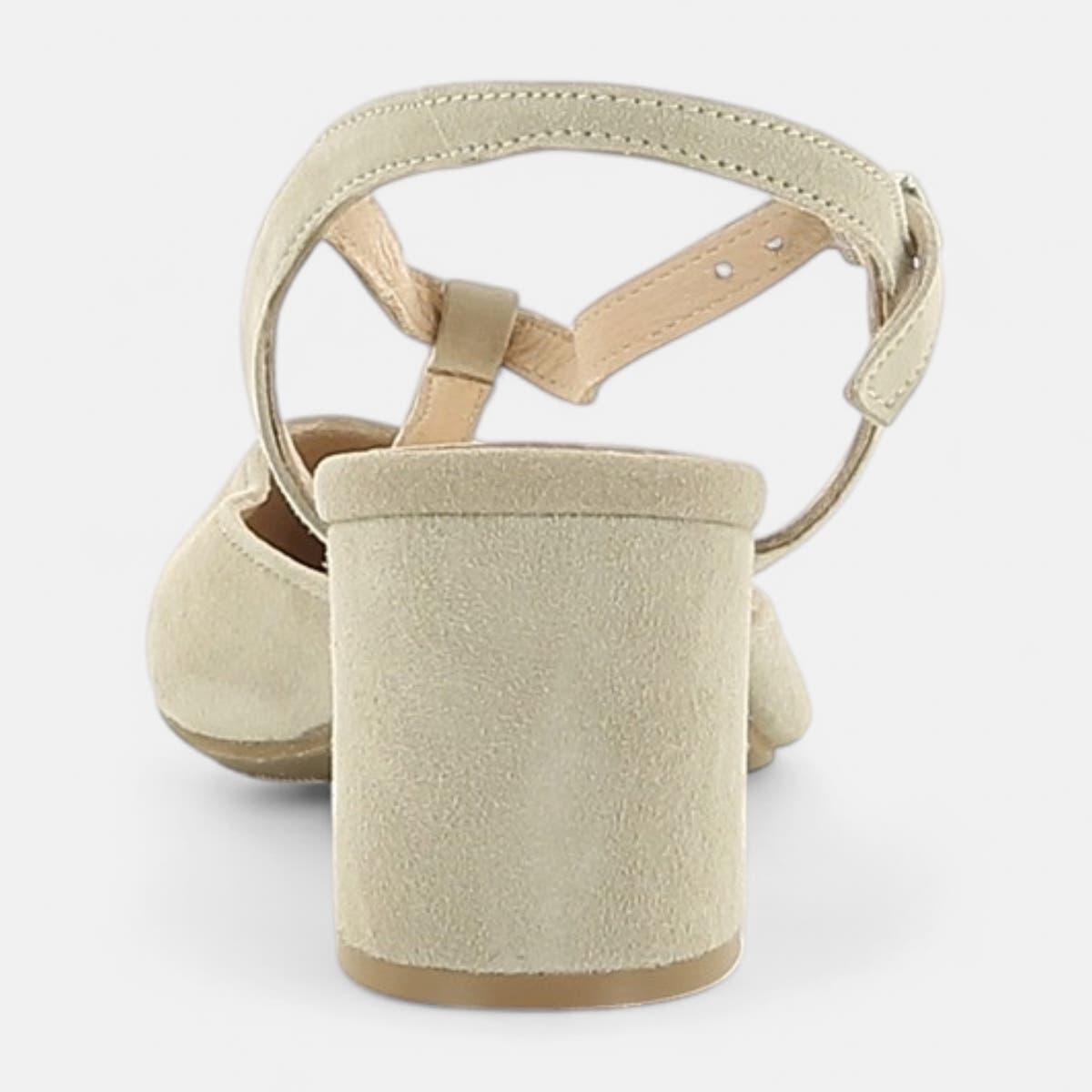Escarpins avec bride arrière à talon Femme en cuir beige