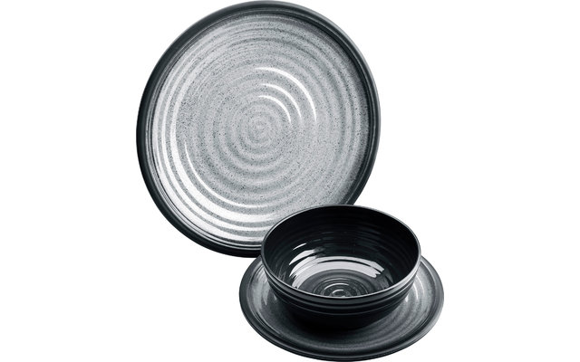 Flamefield Granite Melamin Geschirr-Set 12-tlg.