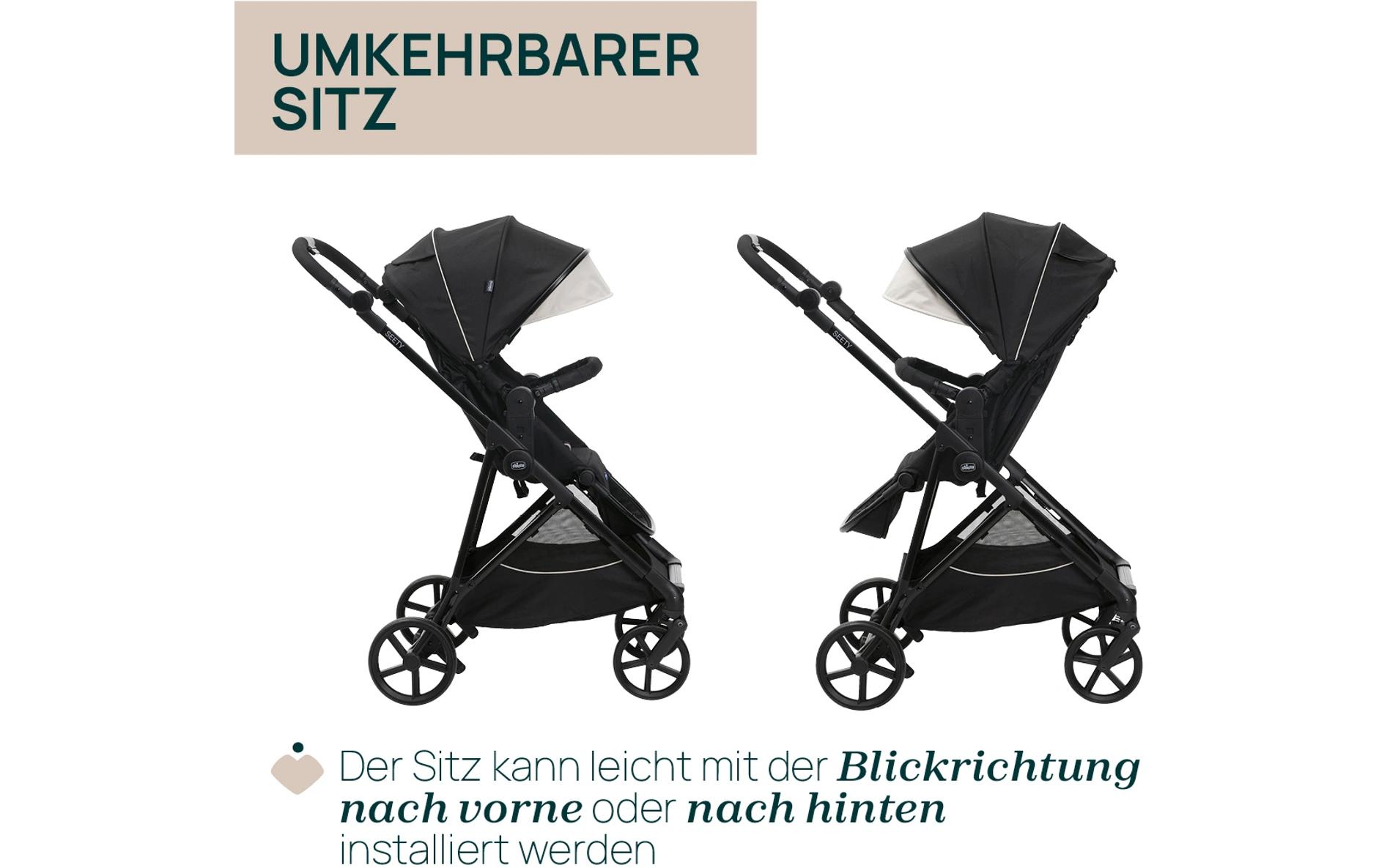 Kinderwagenset Trio Seety Etna black<br>Leichtes und flexibles 3-in-1 Kinderwagenset für Stadtleben und Mobilität