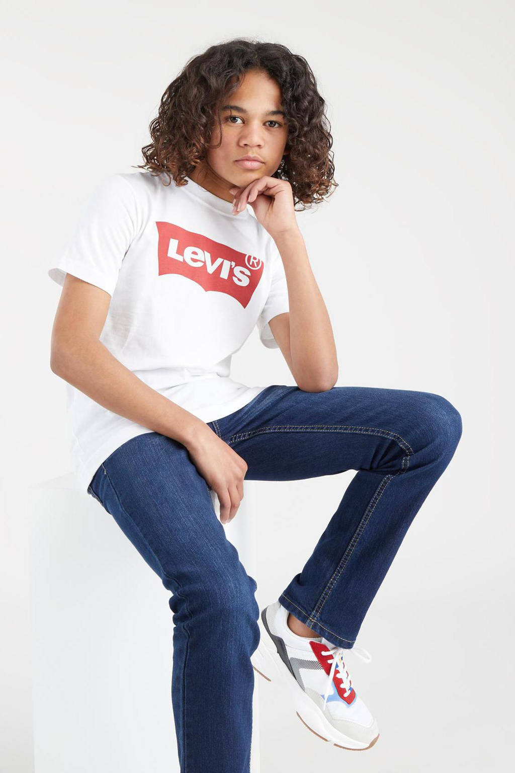 Levi's T-shirt Batwing met logo wit