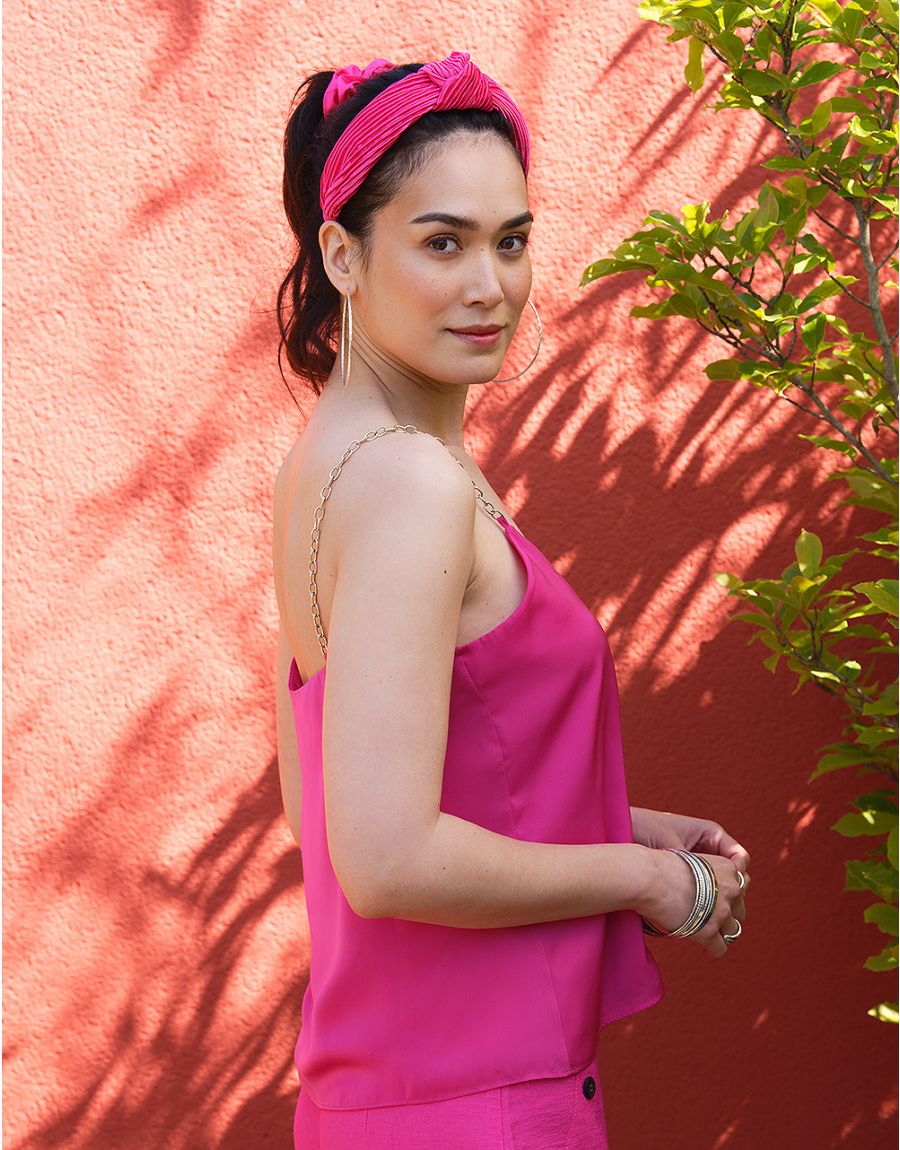 Débardeur chic satin rose