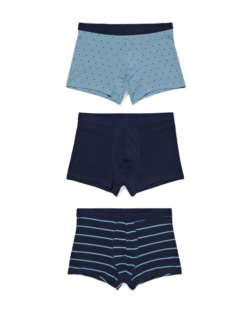 3 boxers homme modèle court coton stretch bleu foncé