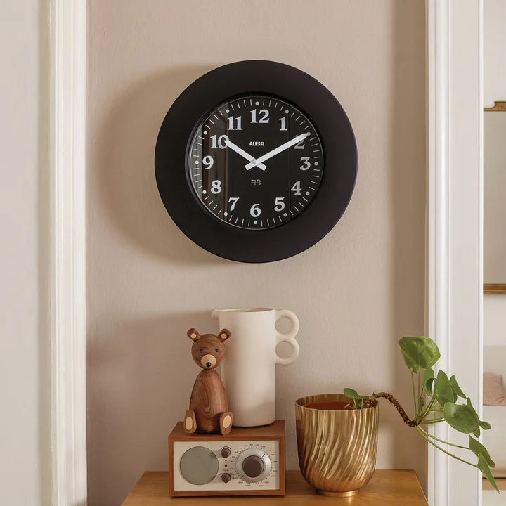 Alessi - Momento Wanduhr, schwarz