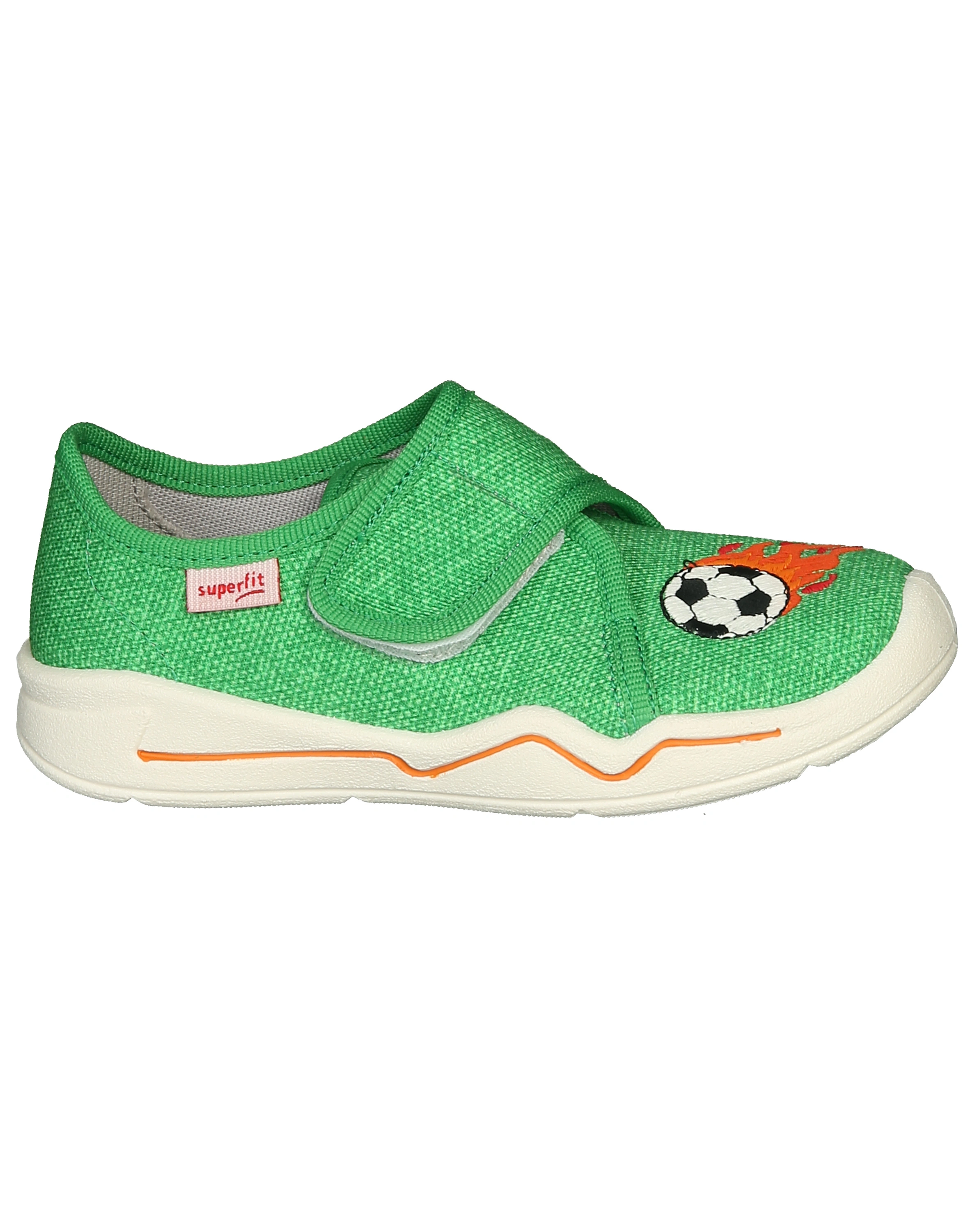Klett-Hausschuhe BENNY - FUßBALL in grün/orange