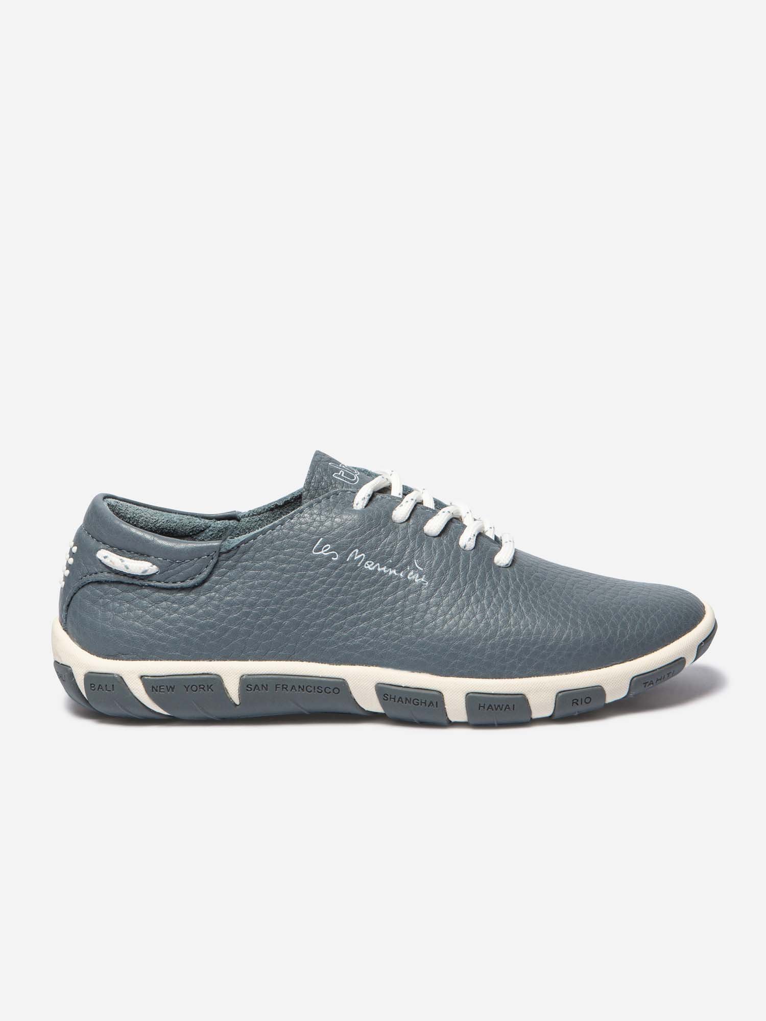 Tennis Femme Confort Cuir Bleu