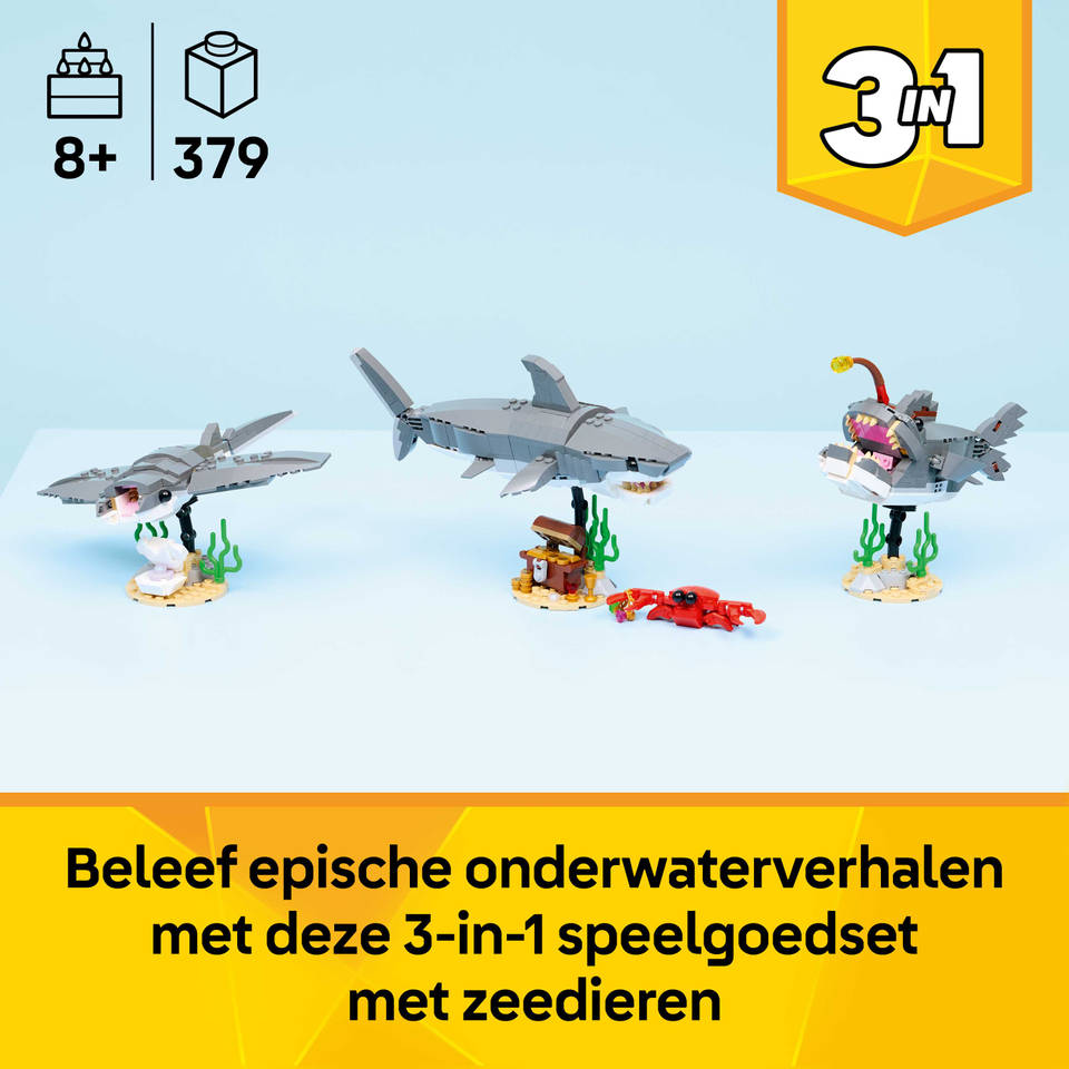 LEGO Creator 3-in-1 woeste haai met schatkist 31381