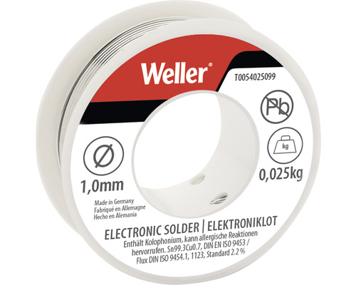 Weller T0054025099N Elektronisch soldeer EL99/1, loodvrij, 25 g, Ø 1,0 mm