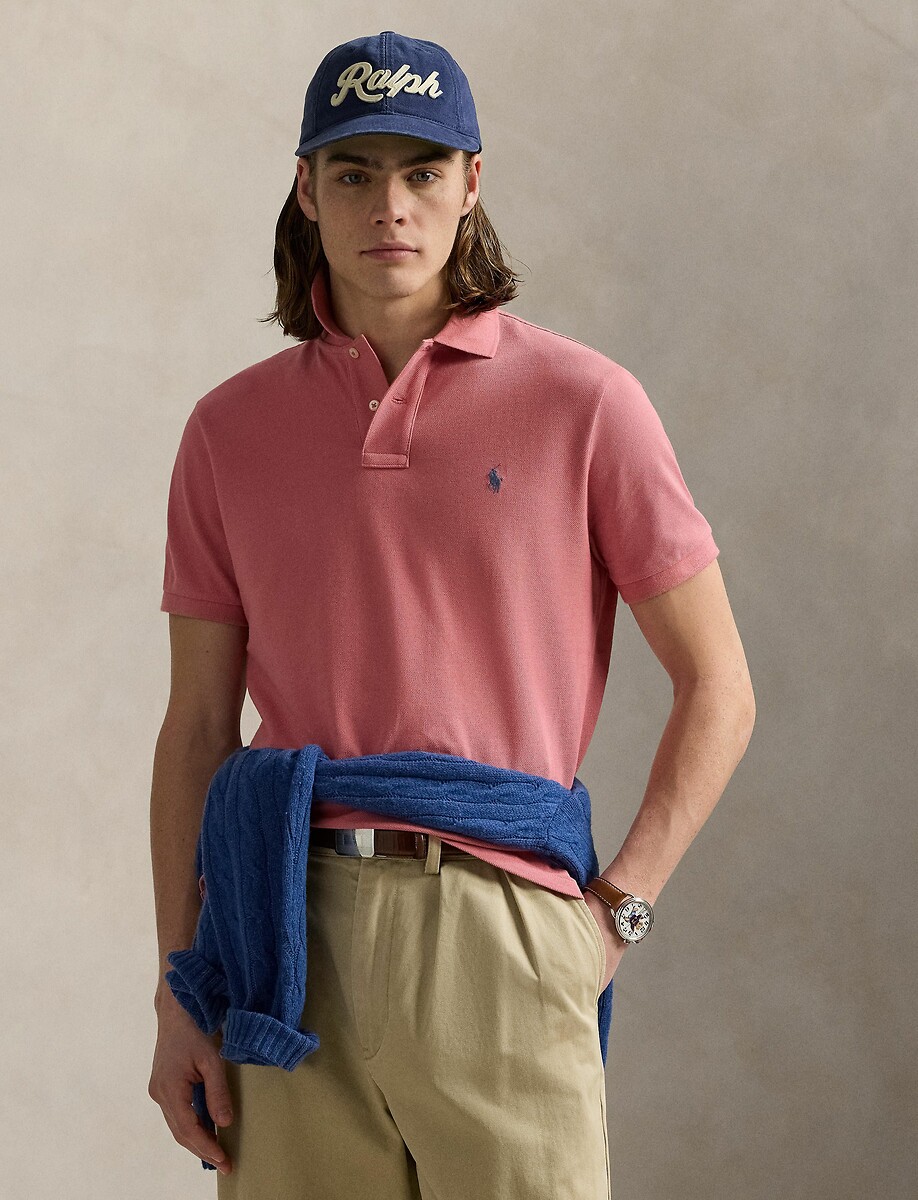 POLO RALPH LAUREN<br>Camisa polo reta de algodão com bordado de jogador de pônei